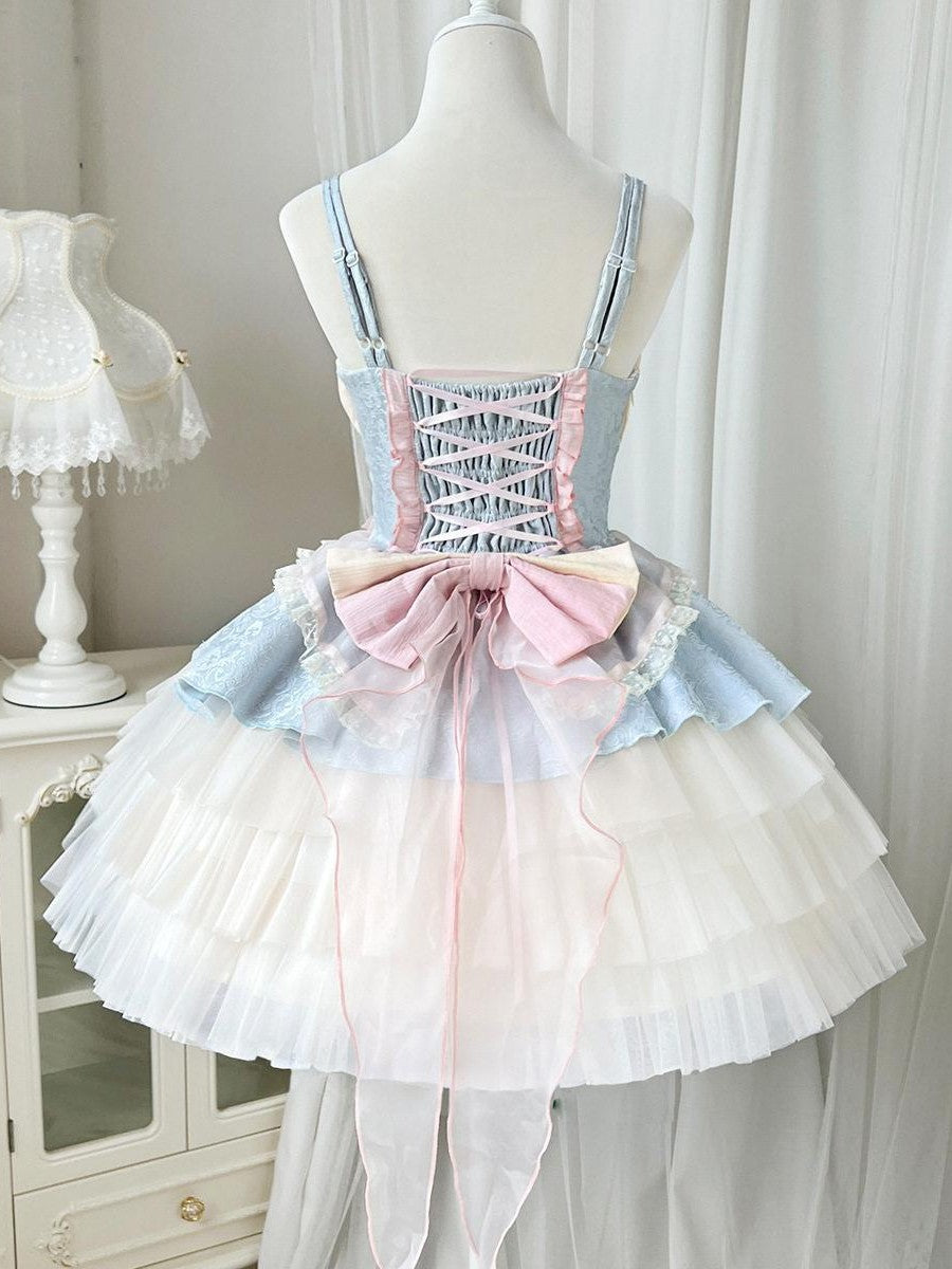 Sweet Promise Lolita Strappy Small Floral Large Bow Women's Jsk / Jumper Skirts