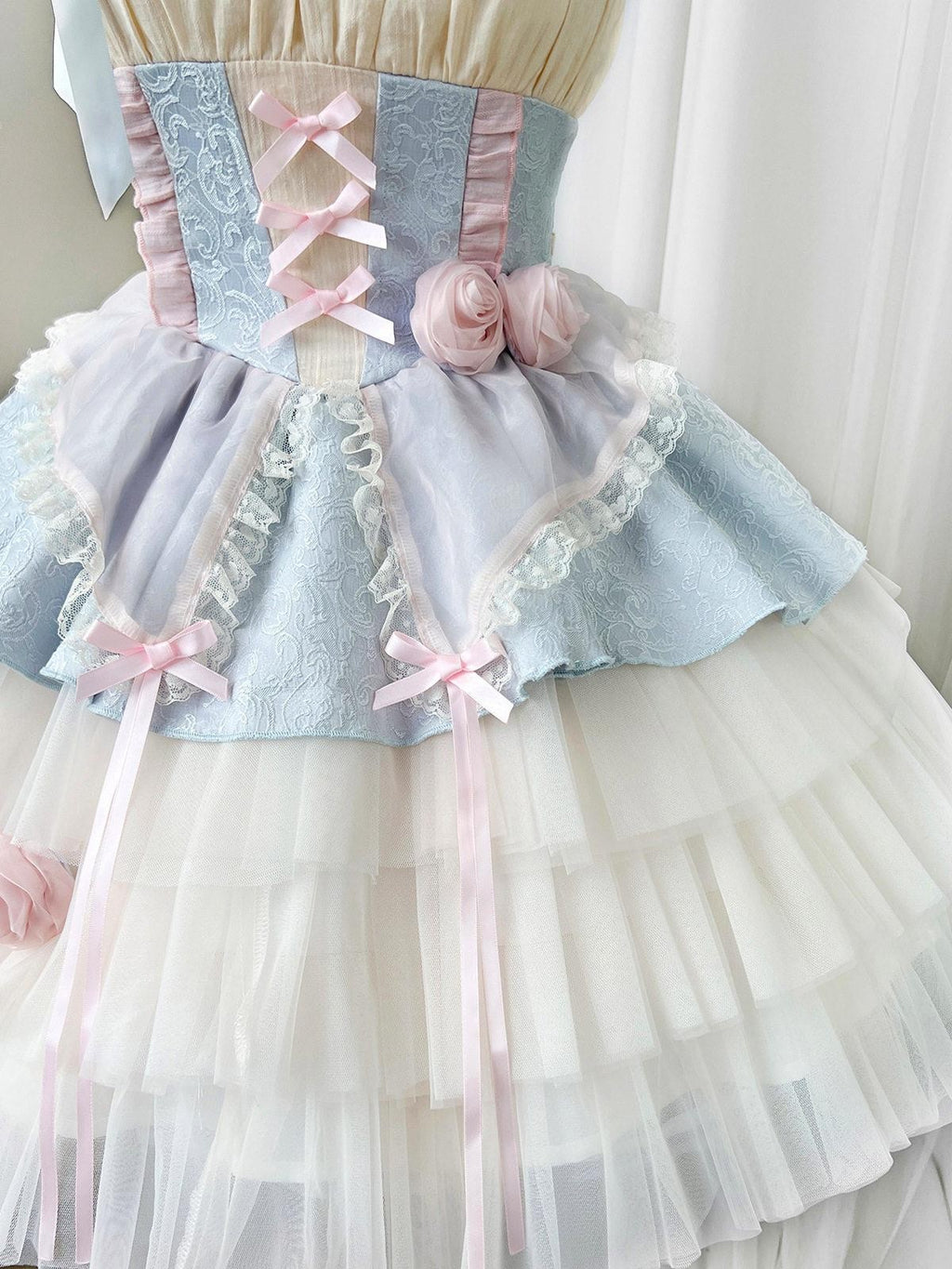 Sweet Promise Lolita Strappy Small Floral Large Bow Women's Jsk / Jumper Skirts
