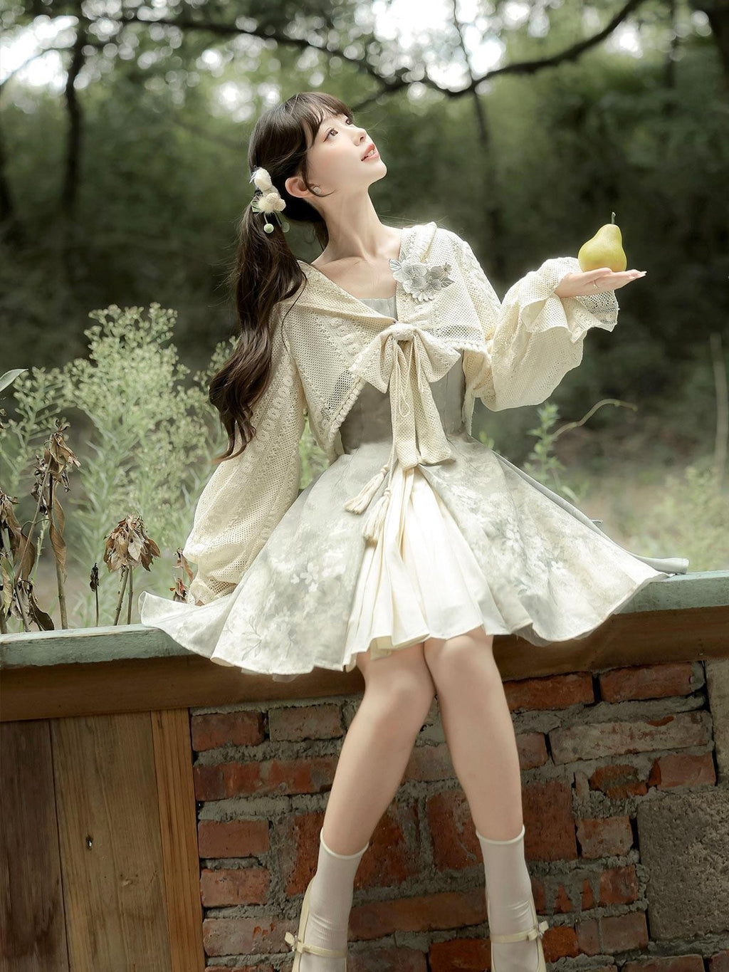Sweet Promise Lolita Sweet Strappy Chinese Style A Line V-neck Women's Jsk / Jumper Skirts