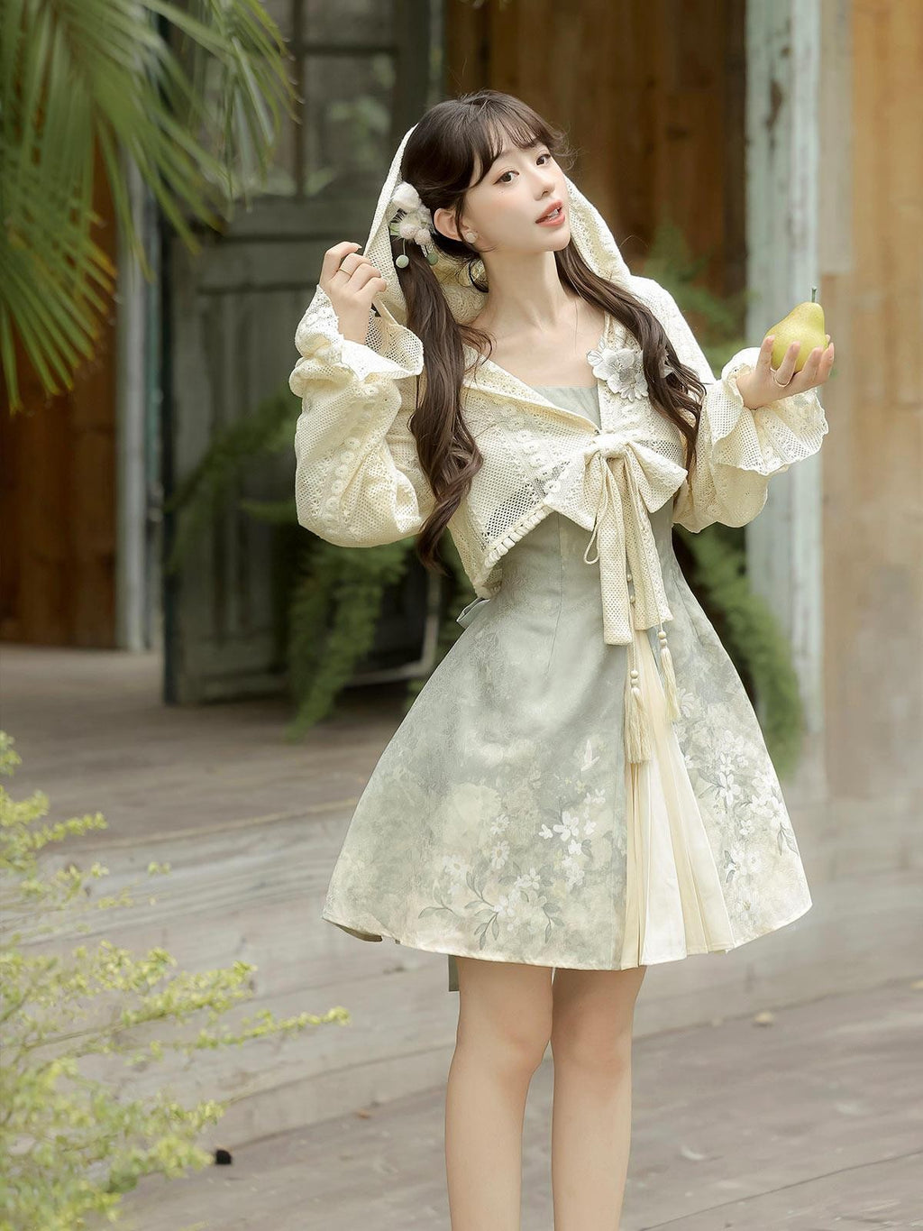 Sweet Promise Lolita Sweet Strappy Chinese Style A Line V-neck Women's Jsk / Jumper Skirts