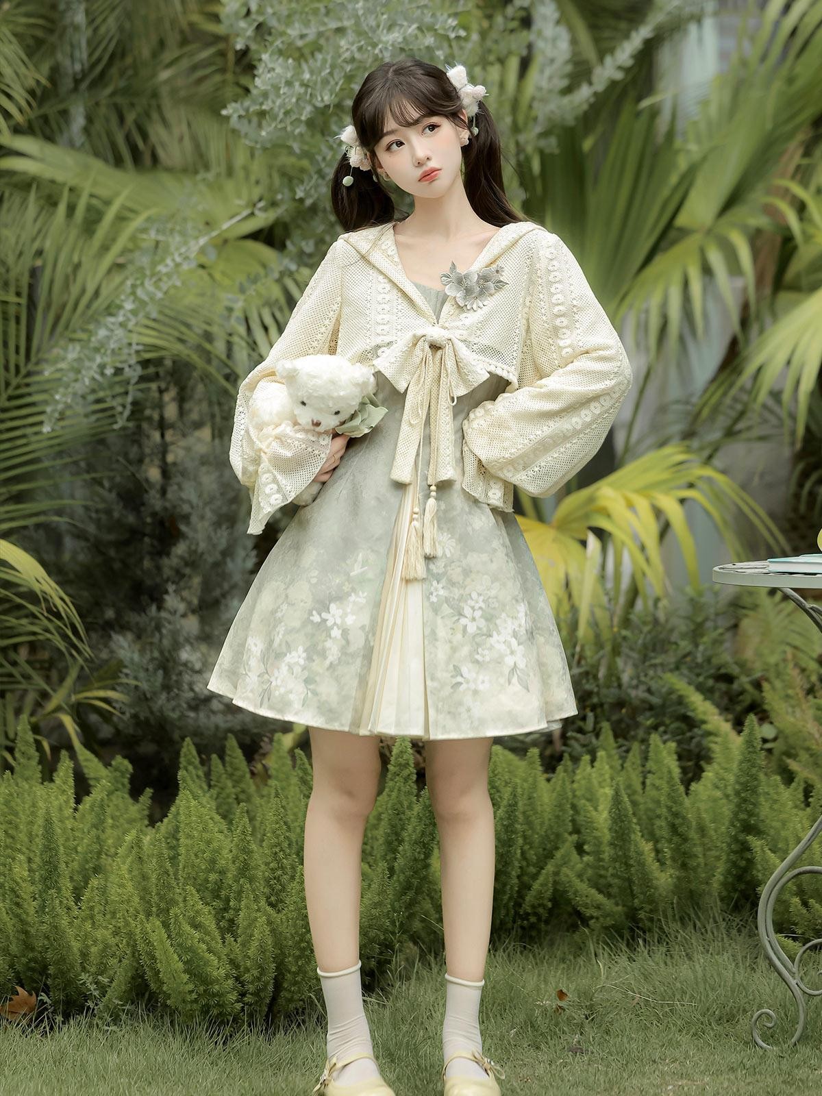 Sweet Promise Lolita Sweet Strappy Chinese Style A Line V-neck Women's Jsk / Jumper Skirts