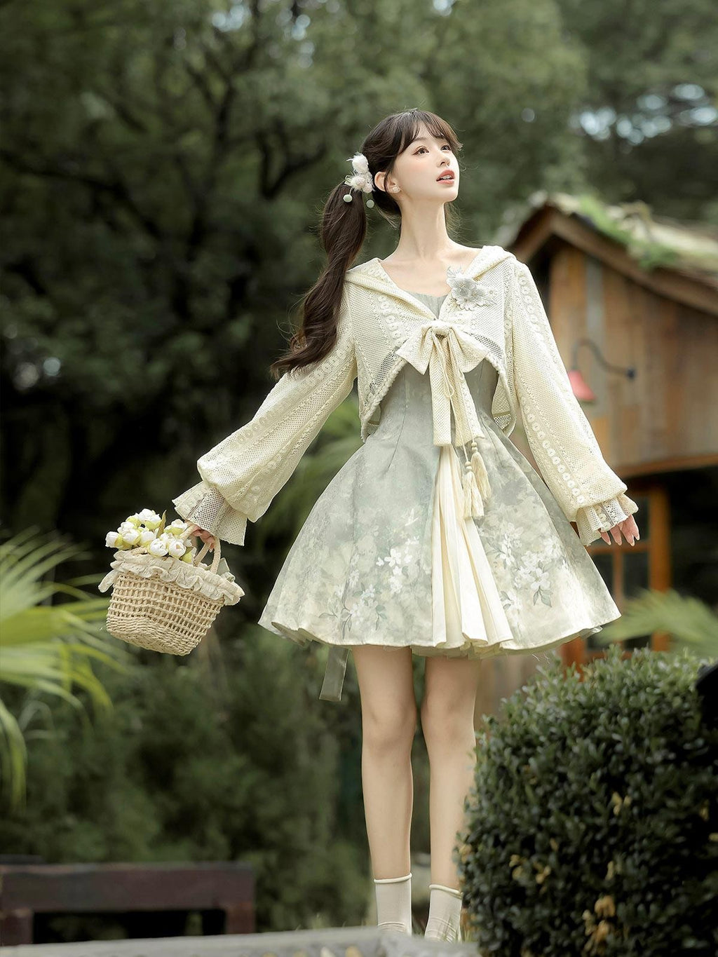 Sweet Promise Lolita Sweet Strappy Chinese Style A Line V-neck Women's Jsk / Jumper Skirts