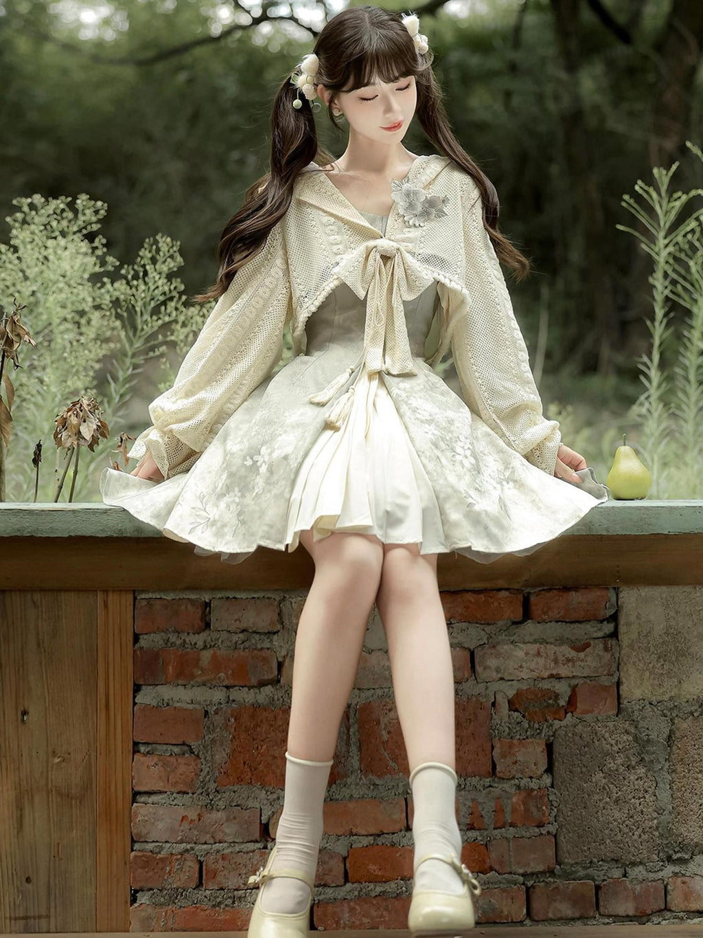 Sweet Promise Lolita Sweet Strappy Chinese Style A Line V-neck Women's Jsk / Jumper Skirts