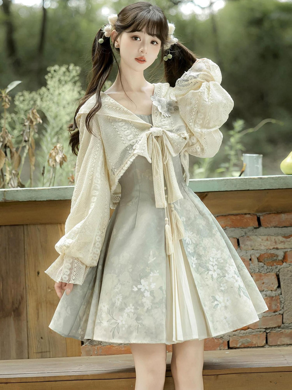 Sweet Promise Lolita Sweet Strappy Chinese Style A Line V-neck Women's Jsk / Jumper Skirts