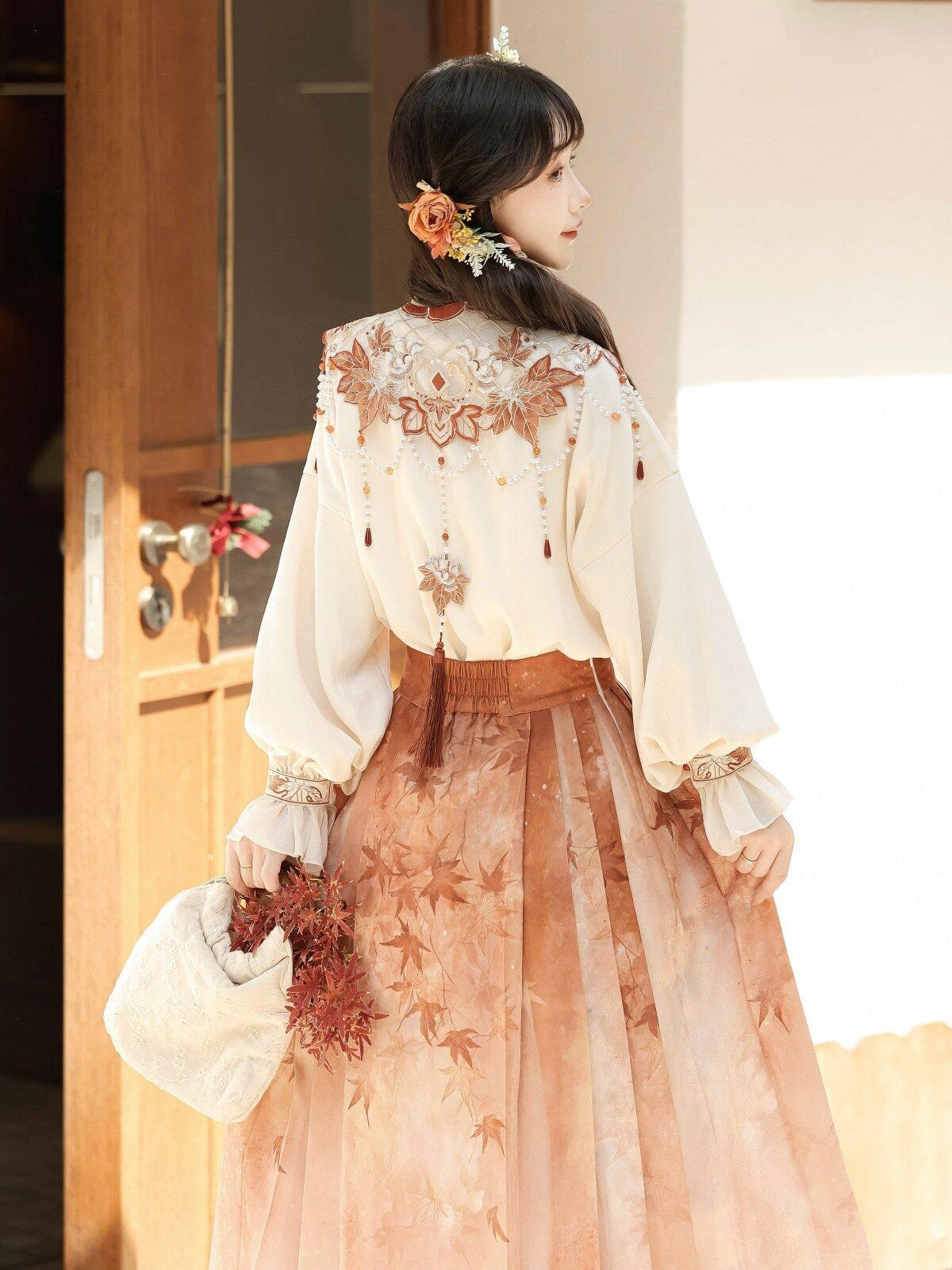 Sweet Promise Mamian Three Pleat Modified Hanfu Women's Polyester Skirt Sets