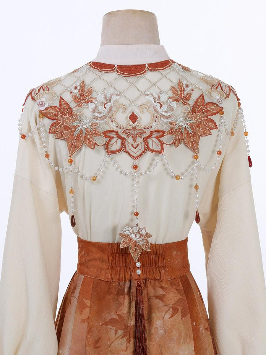 Sweet Promise Mamian Three Pleat Modified Hanfu Women's Polyester Skirt Sets