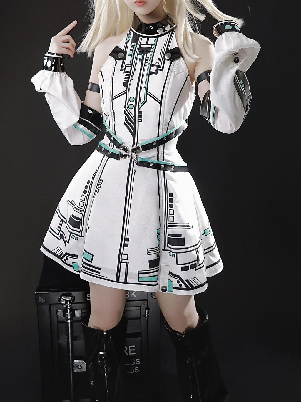 Sweet Promise Mechanical Lolita Cosplay Halter Women's Aline Jsk / Jumper Skirts