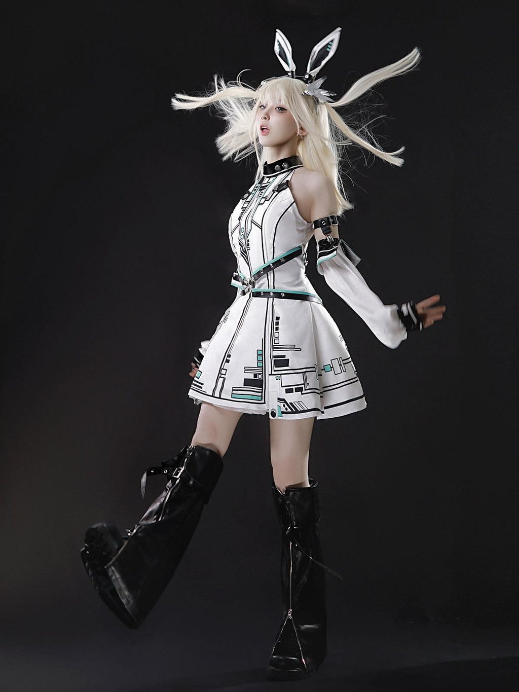 Sweet Promise Mechanical Lolita Cosplay Halter Women's Aline Jsk / Jumper Skirts