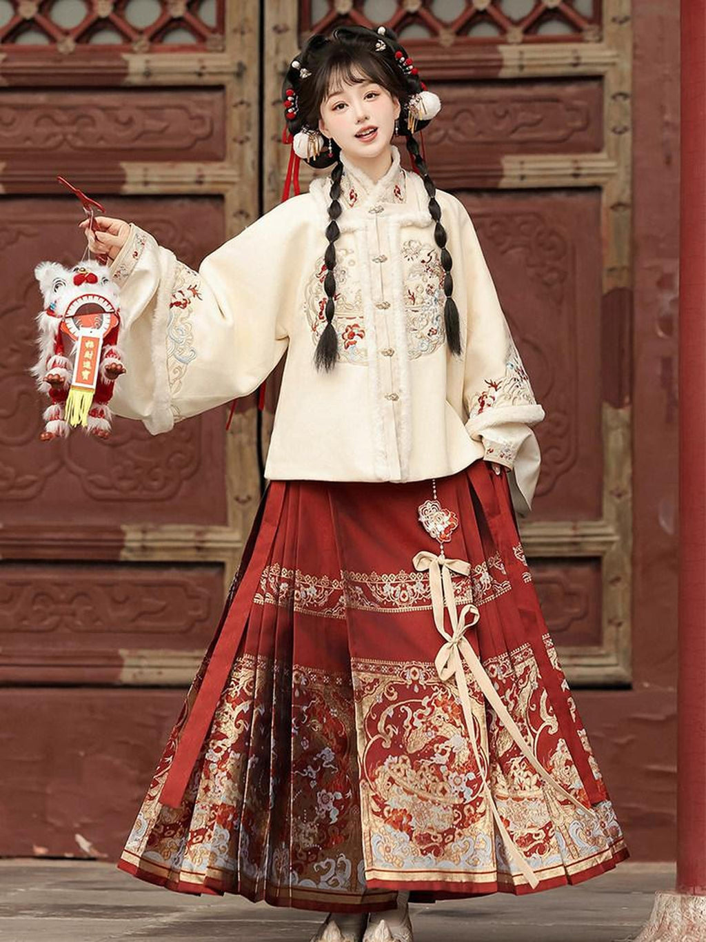 Sweet Promise Ming Style Hanfu Mamian Skirt Han Elements Women's Polyester Skirt Sets