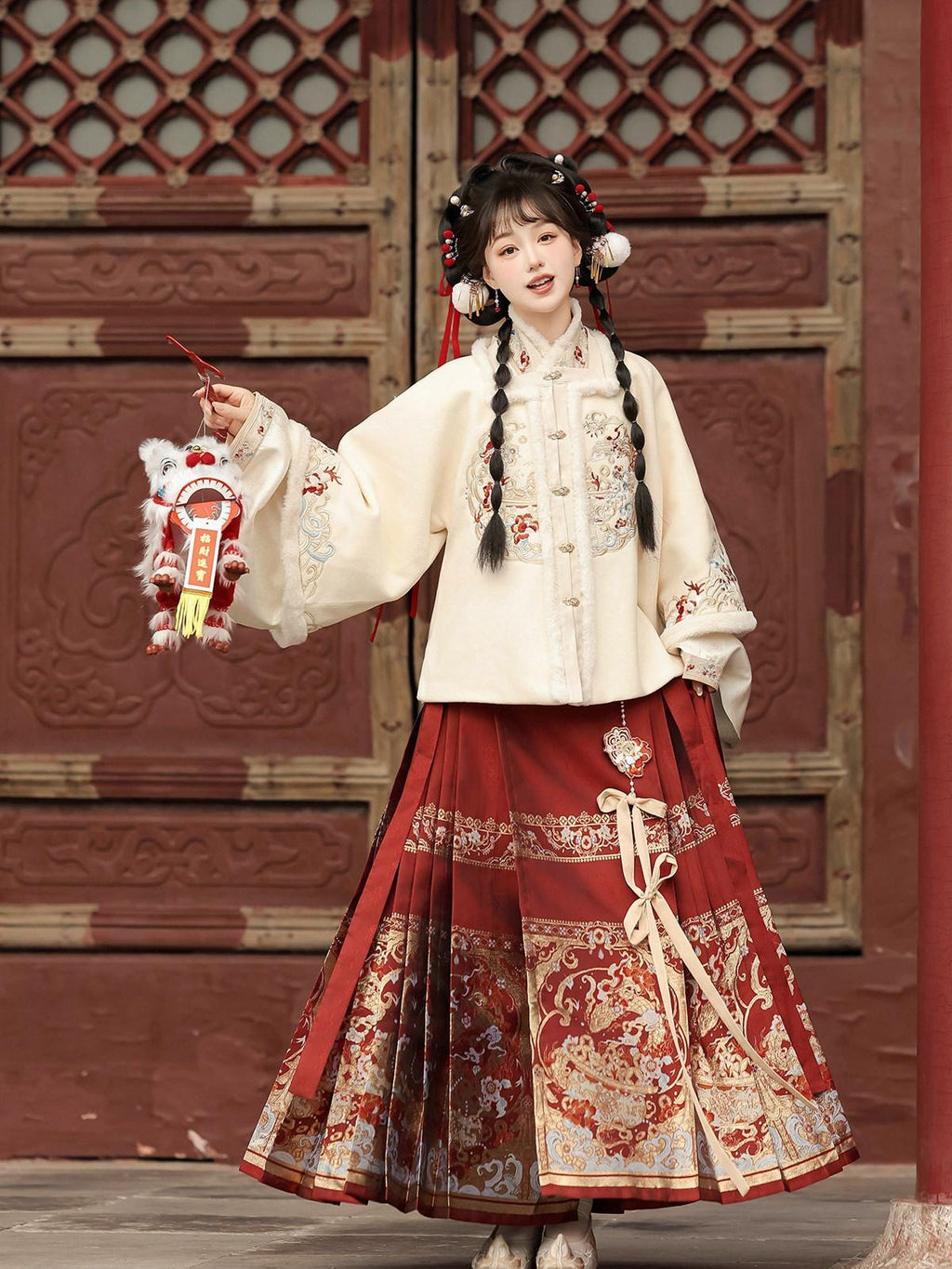 Sweet Promise Ming Style Hanfu Mamian Skirt Han Elements Women's Polyester Skirt Sets