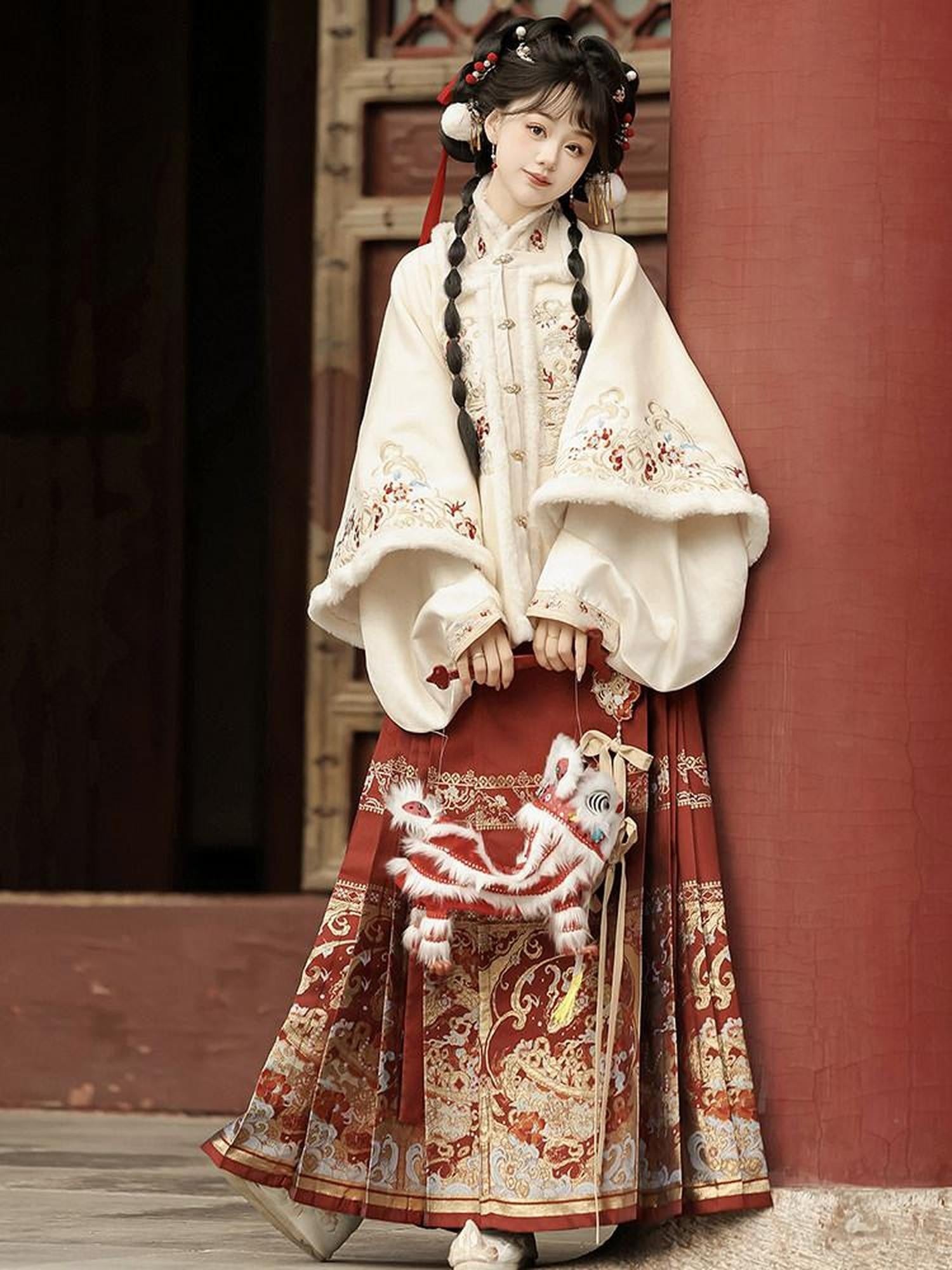 Sweet Promise Ming Style Hanfu Mamian Skirt Han Elements Women's Polyester Skirt Sets