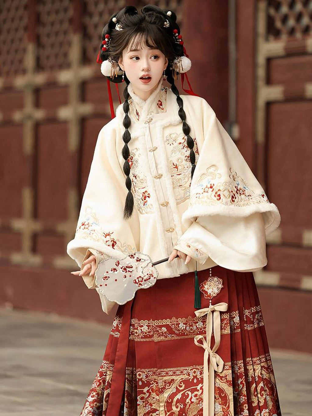 Sweet Promise Ming Style Hanfu Mamian Skirt Han Elements Women's Polyester Skirt Sets