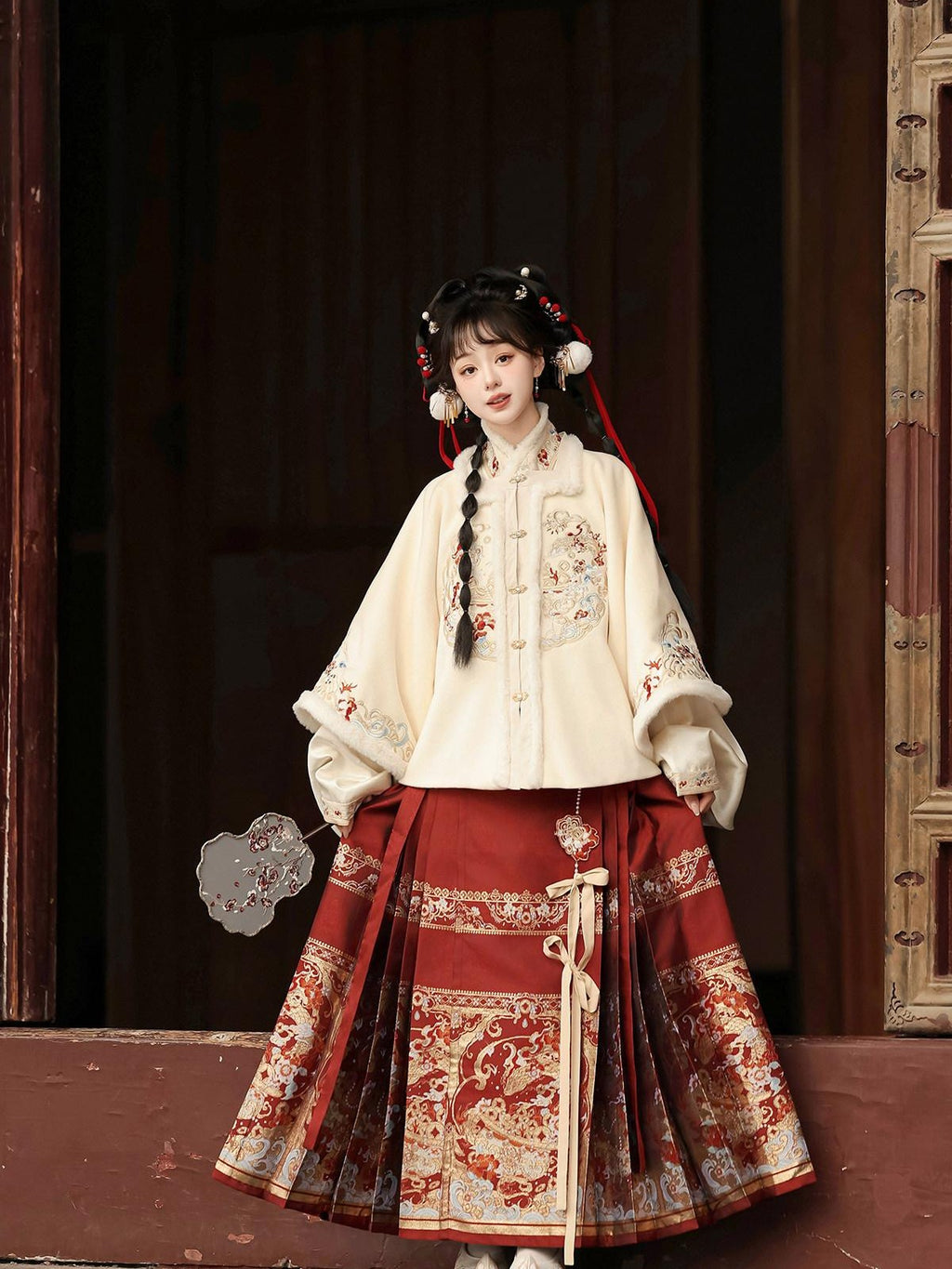 Sweet Promise Ming Style Hanfu Mamian Skirt Han Elements Women's Polyester Skirt Sets