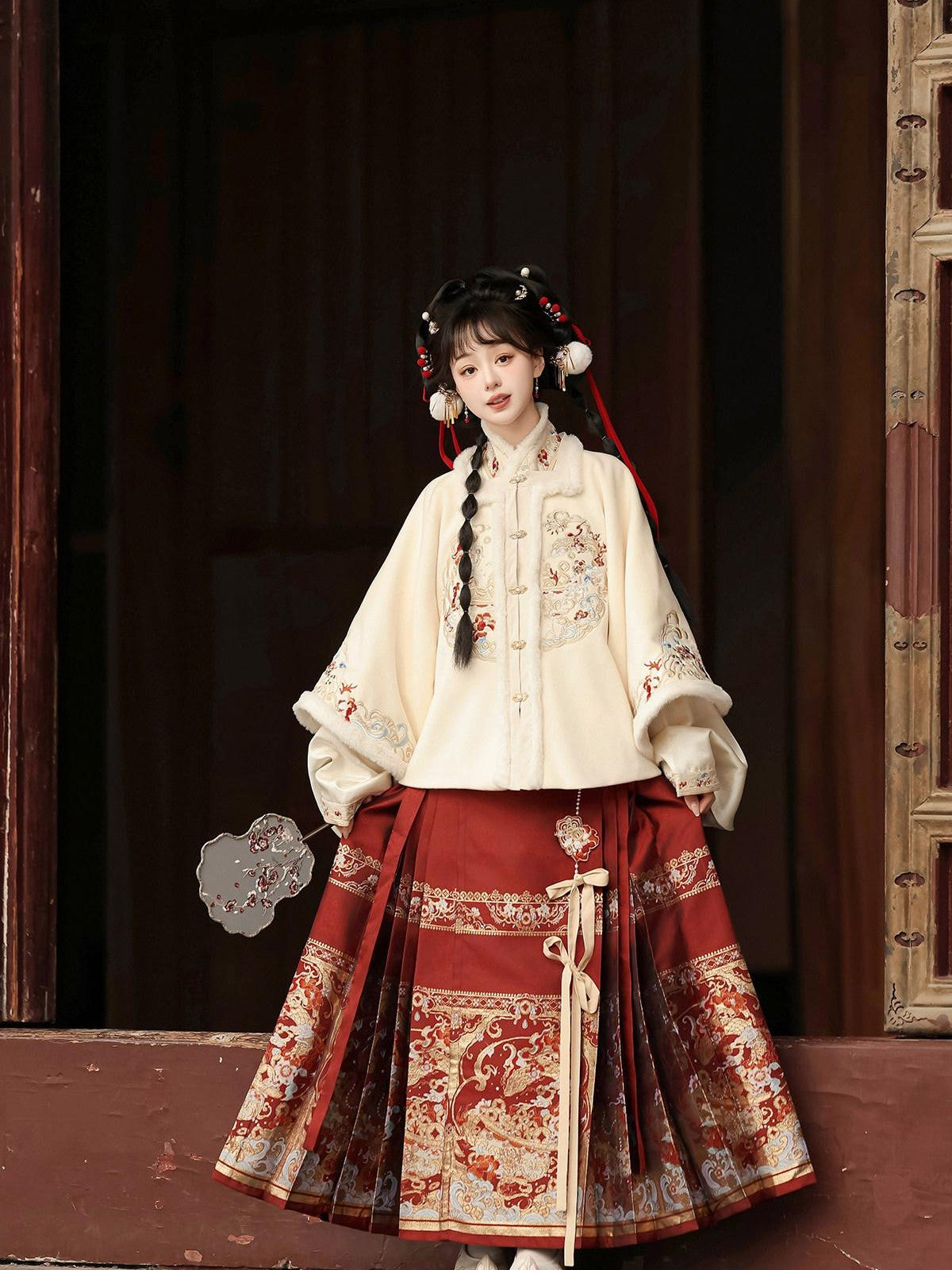 Sweet Promise Ming Style Hanfu Mamian Skirt Han Elements Women's Polyester Skirt Sets