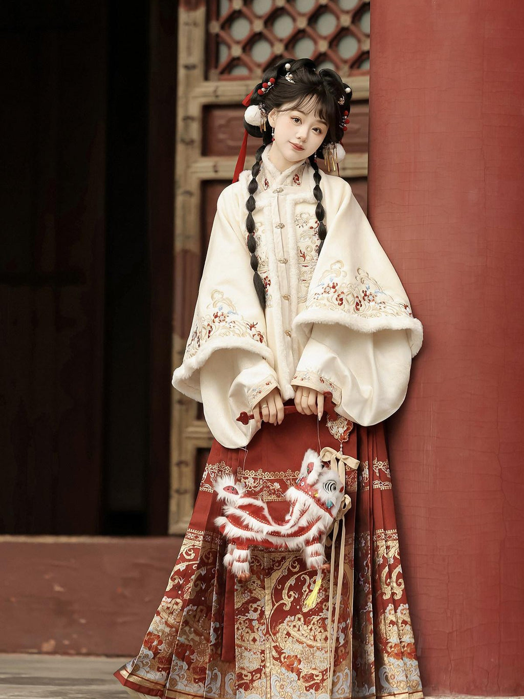 Sweet Promise Ming Style Hanfu Mamian Skirt Han Elements Women's Polyester Skirt Sets
