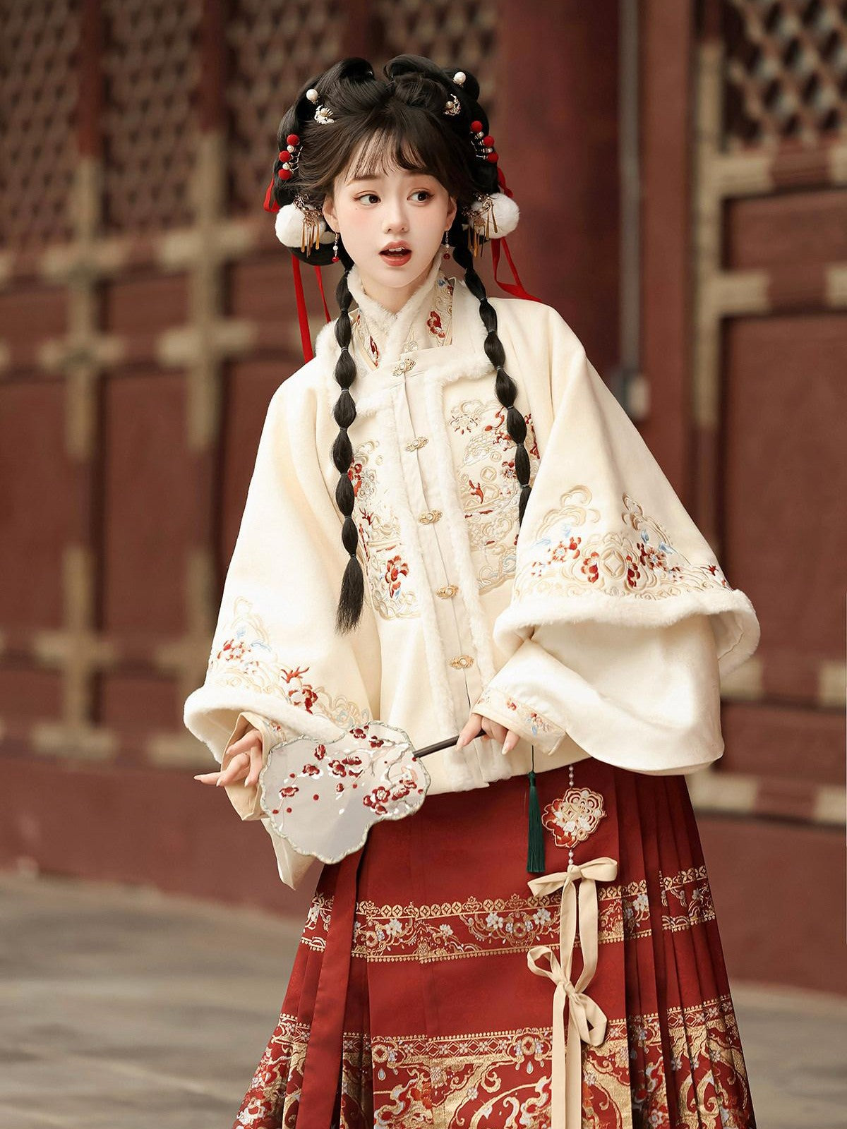 Sweet Promise Ming Style Hanfu Mamian Skirt Han Elements Women's Polyester Skirt Sets