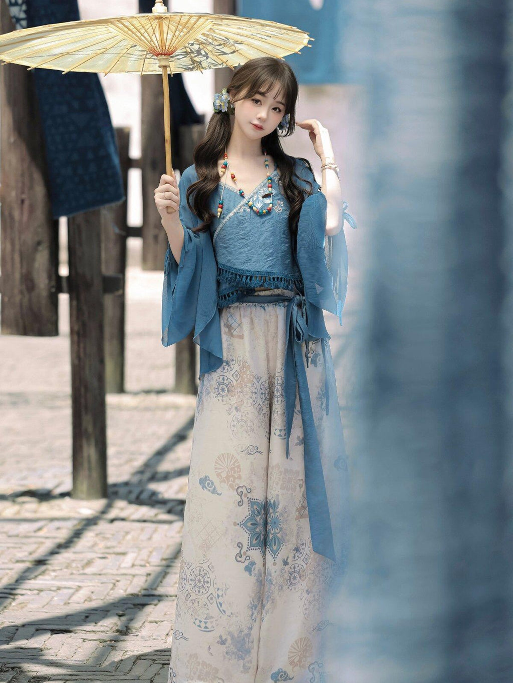 Sweet Promise Modified Hanfu Chinese Style Ethnic Han Elements Women's Polyester Skirt Sets