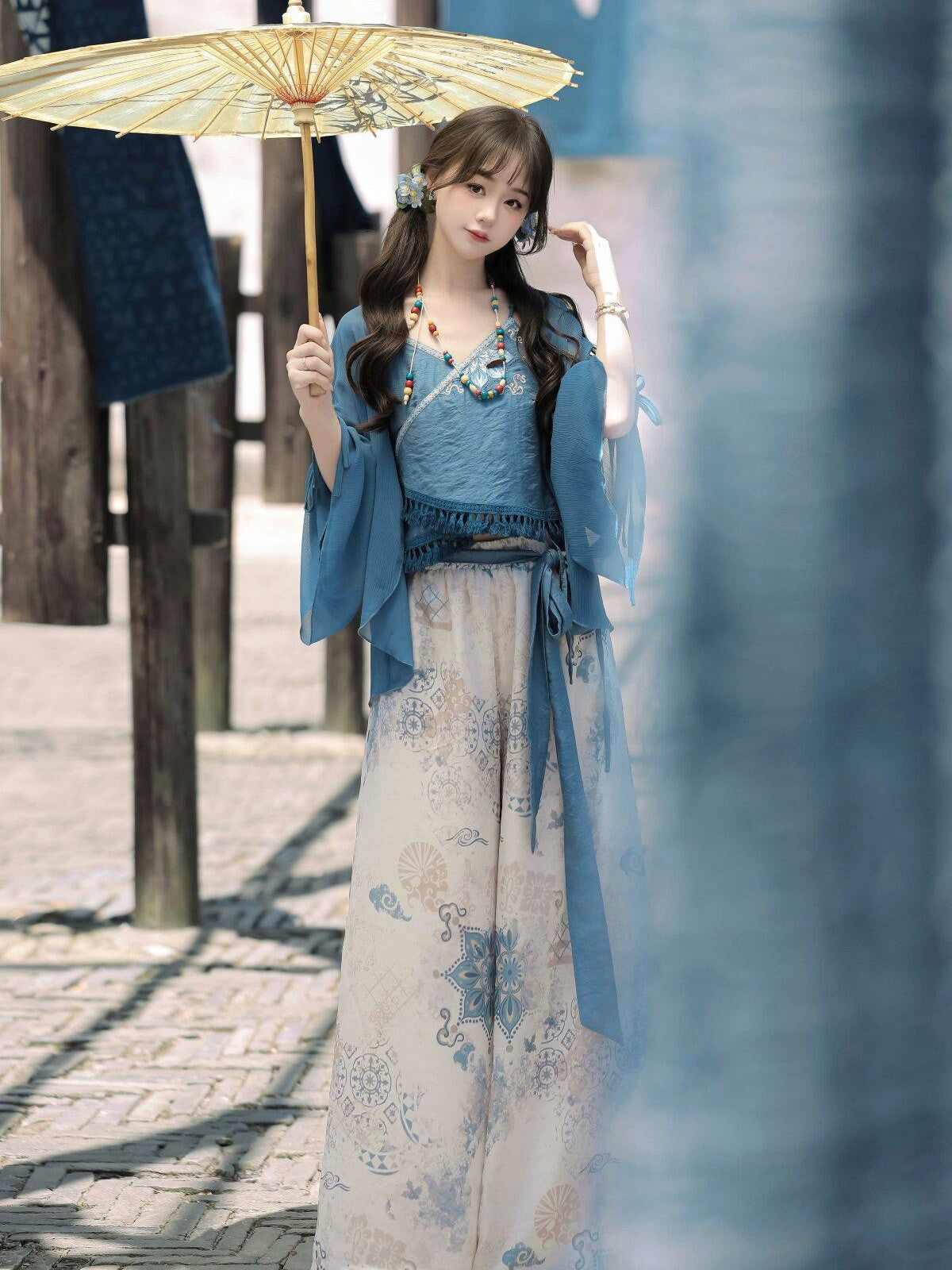 Sweet Promise Modified Hanfu Chinese Style Ethnic Han Elements Women's Polyester Skirt Sets