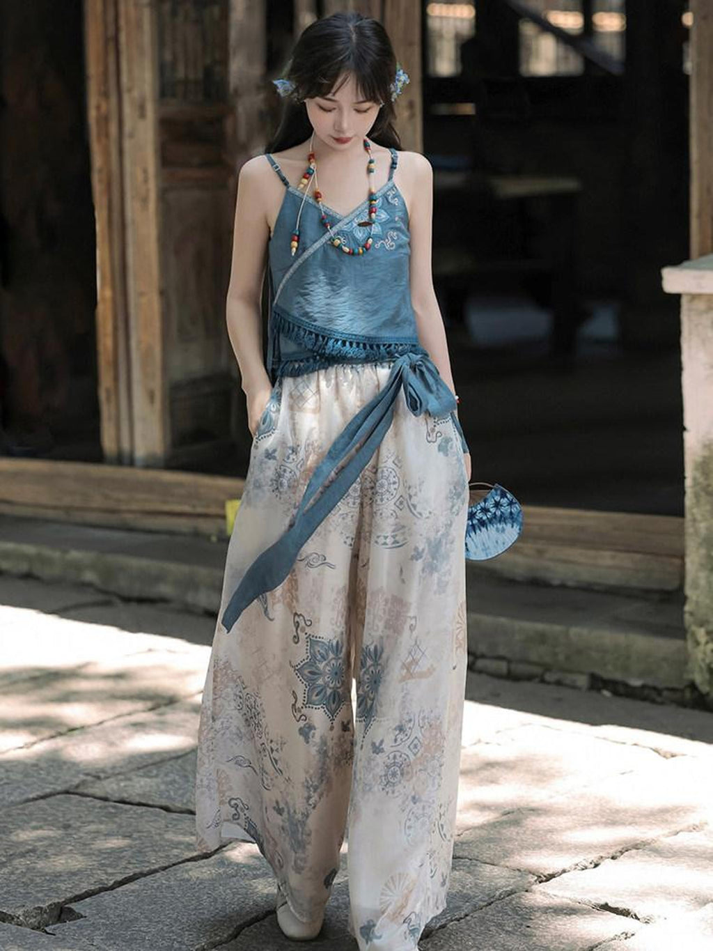 Sweet Promise Modified Hanfu Chinese Style Ethnic Han Elements Women's Polyester Skirt Sets