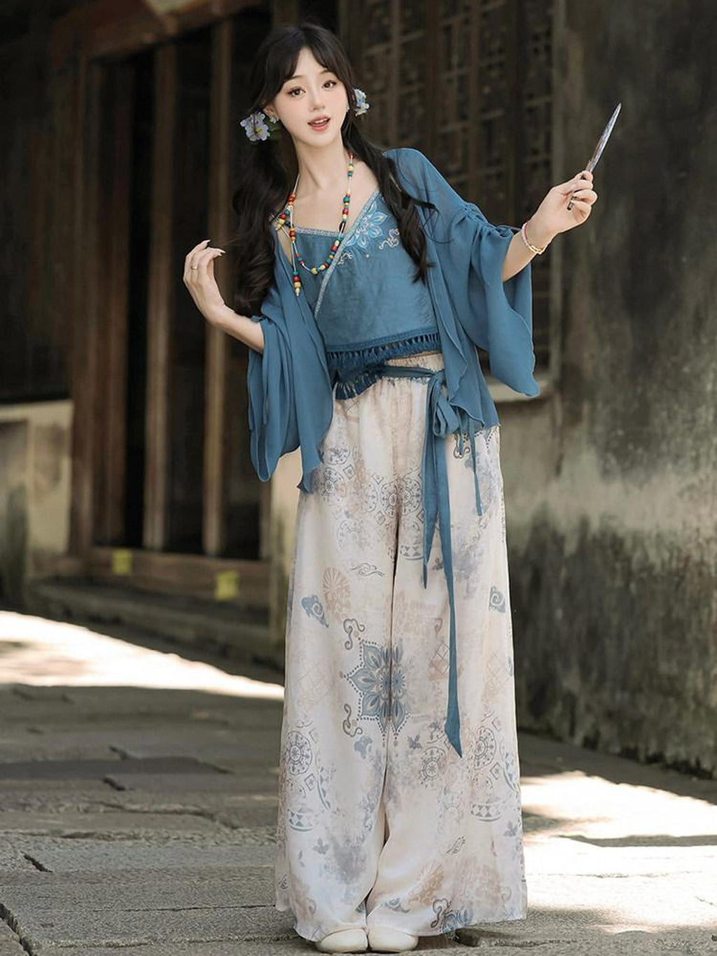 Sweet Promise Modified Hanfu Chinese Style Ethnic Han Elements Women's Polyester Skirt Sets