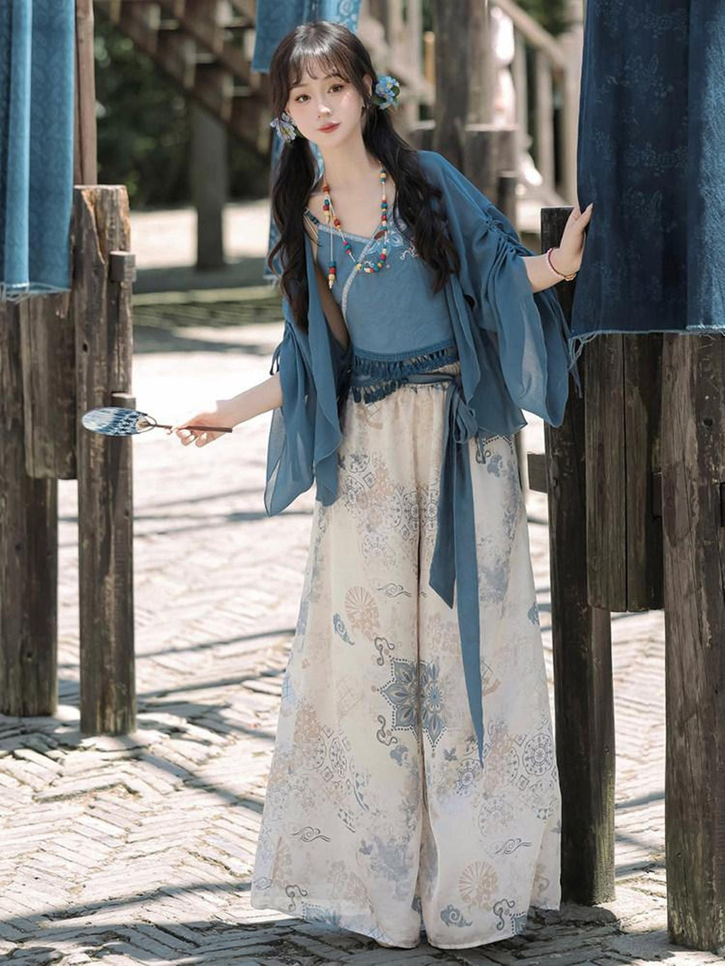 Sweet Promise Modified Hanfu Chinese Style Ethnic Han Elements Women's Polyester Skirt Sets