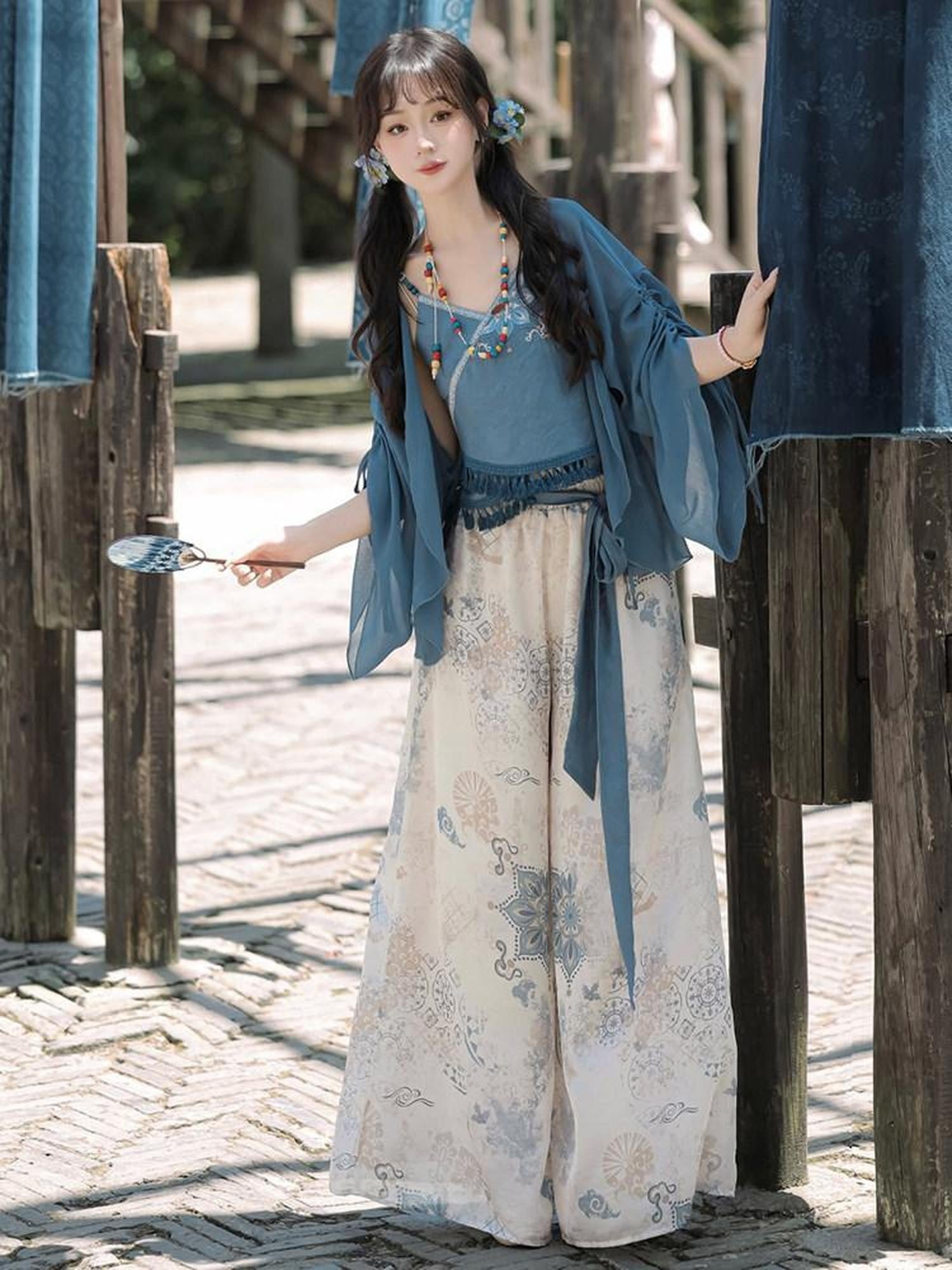 Sweet Promise Modified Hanfu Chinese Style Ethnic Han Elements Women's Polyester Skirt Sets