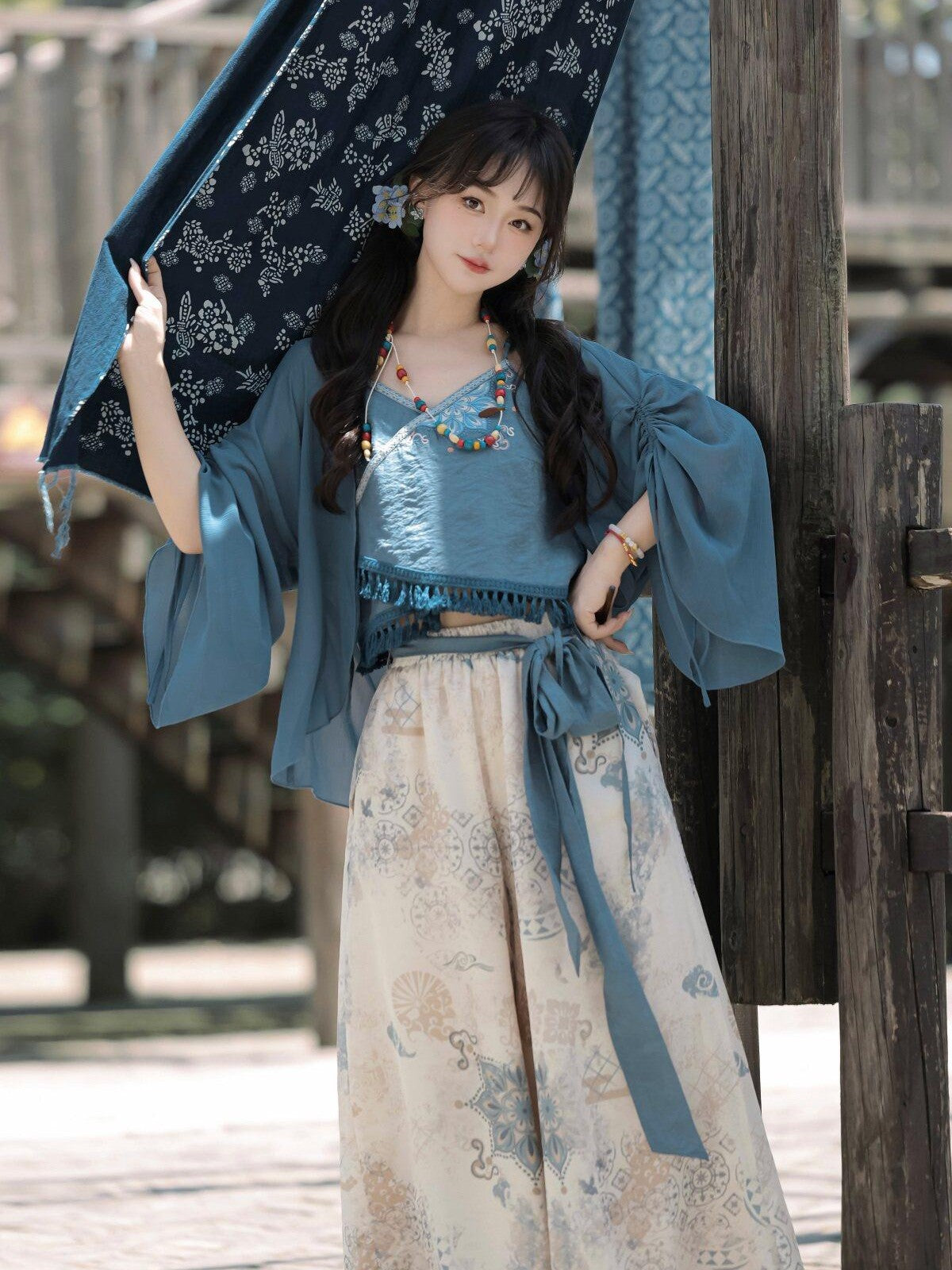Sweet Promise Modified Hanfu Chinese Style Ethnic Han Elements Women's Polyester Skirt Sets