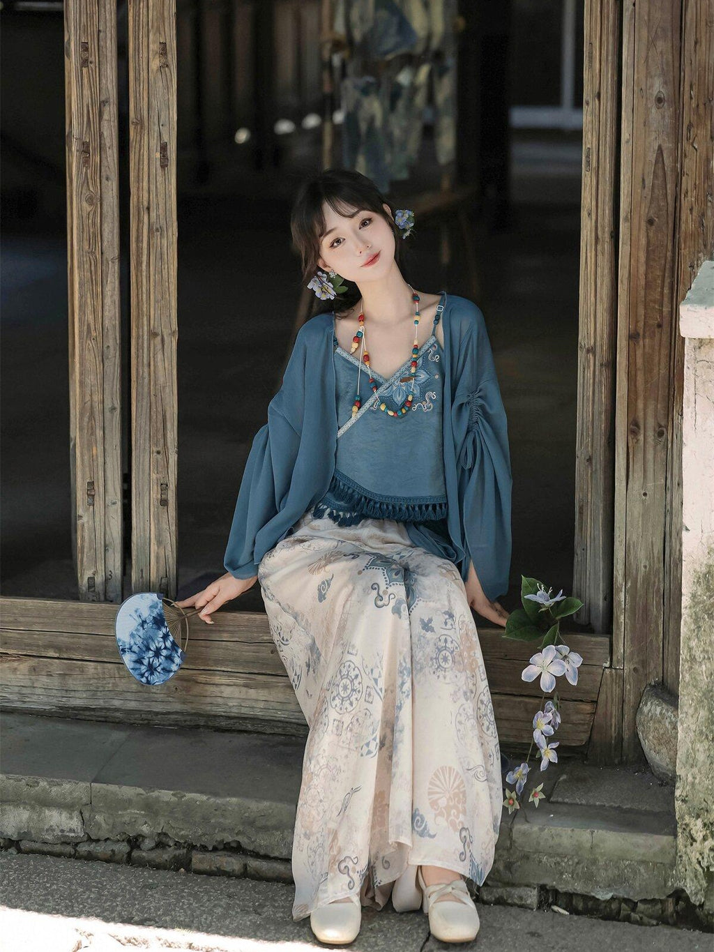 Sweet Promise Modified Hanfu Chinese Style Ethnic Han Elements Women's Polyester Skirt Sets