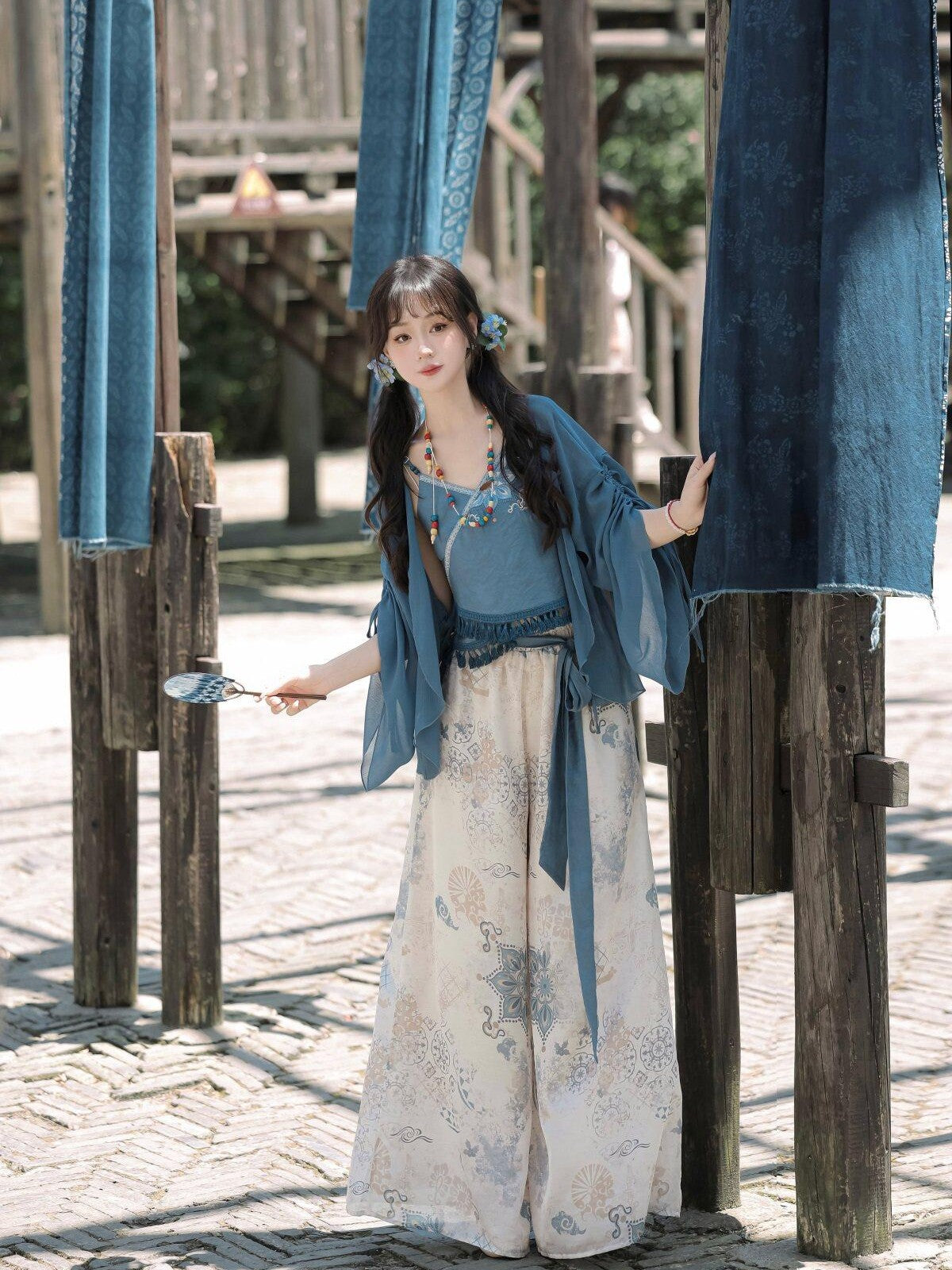 Sweet Promise Modified Hanfu Chinese Style Ethnic Han Elements Women's Polyester Skirt Sets