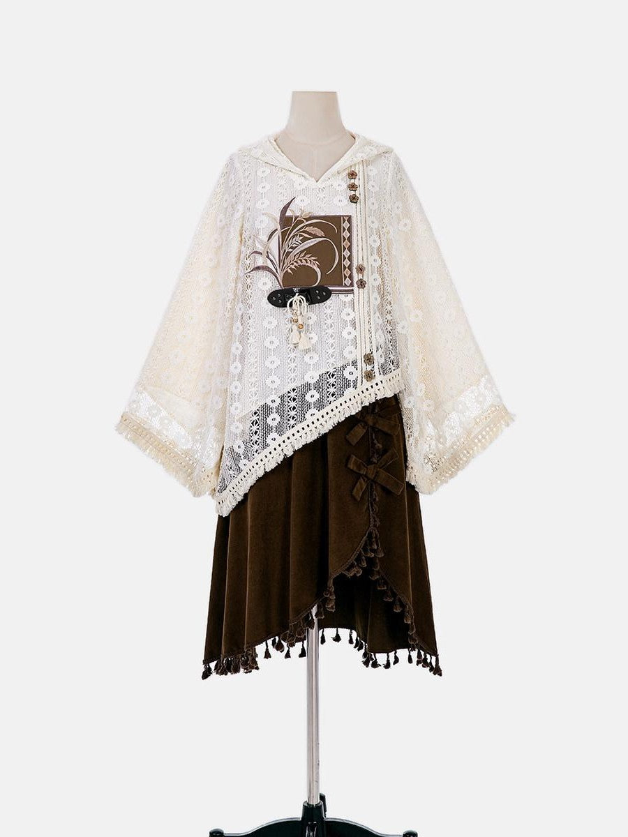 Sweet Promise Modified Hanfu Vintage Chinese Style A Line Solid Polyester Women's Skirt Sets