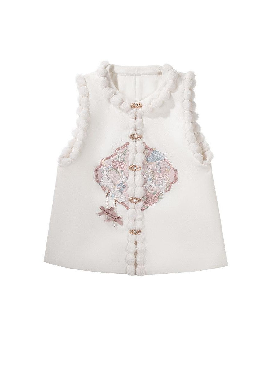 Sweet Promise Pink Chinese Lolita Mamian Aline Stand Collar Women's Skirt Sets