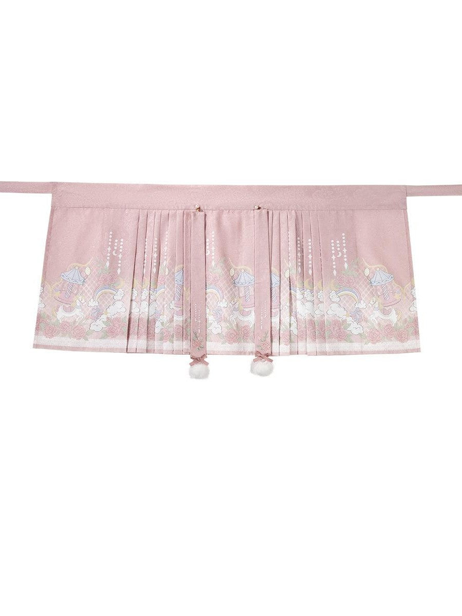 Sweet Promise Pink Chinese Lolita Mamian Aline Stand Collar Women's Skirt Sets