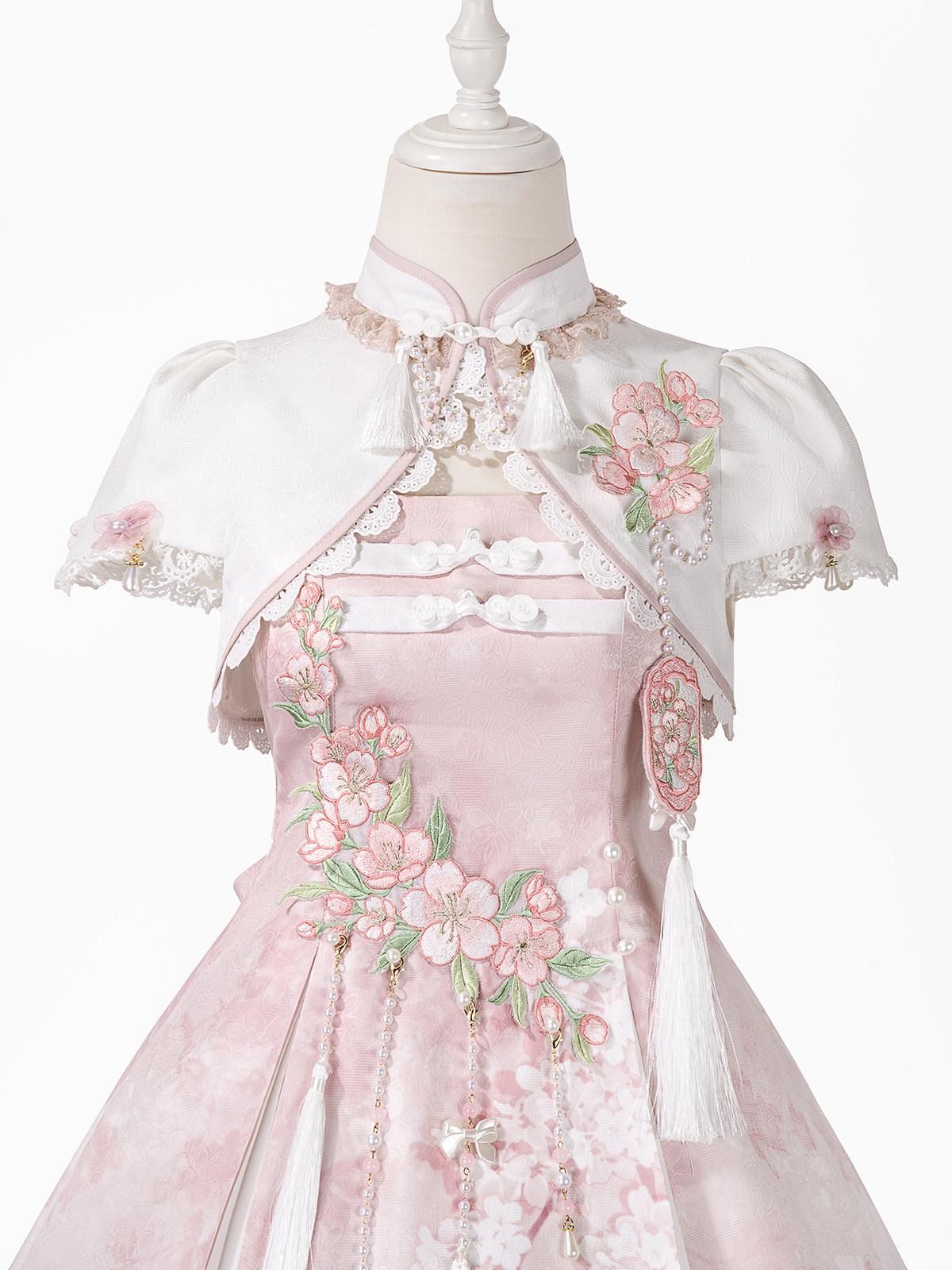 Sweet Promise Pink Chinese Lolita Princess Stand Collar Women's Jsk / Jumper Skirts