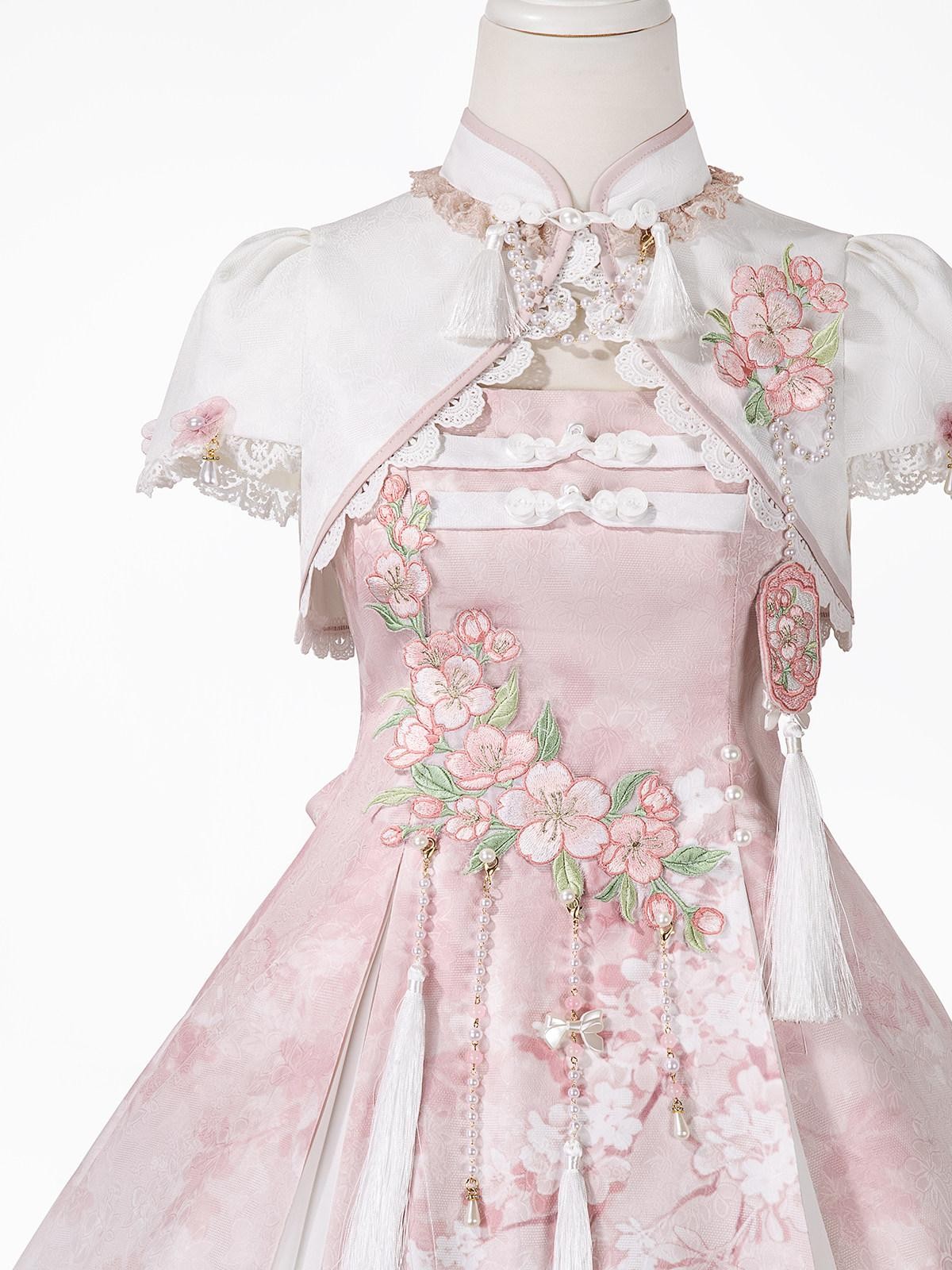 Sweet Promise Pink Chinese Lolita Princess Stand Collar Women's Jsk / Jumper Skirts