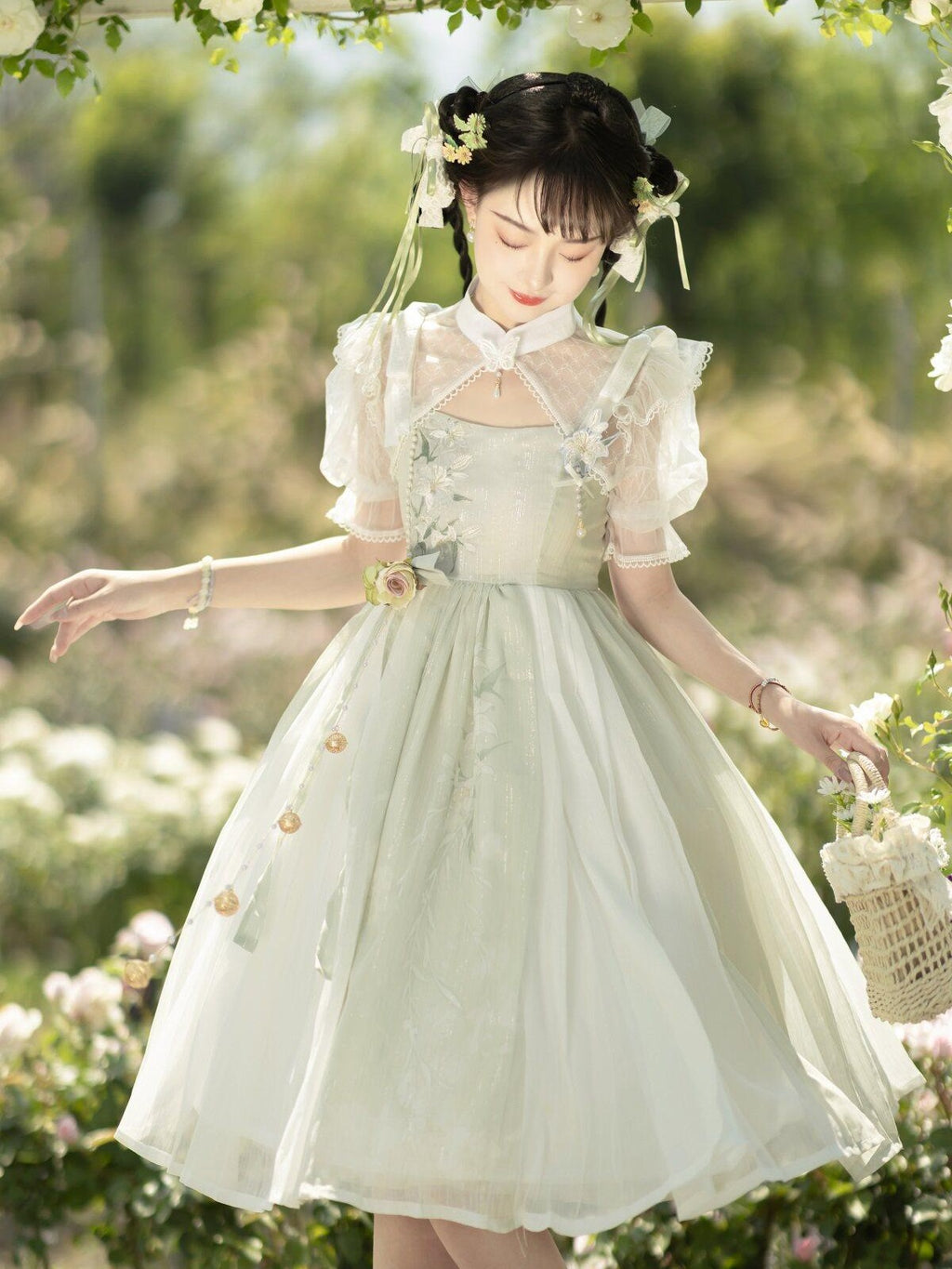 Sweet Promise Princess Lolita Han Bow High Waist Women's Polyester Jsk / Jumper Skirts