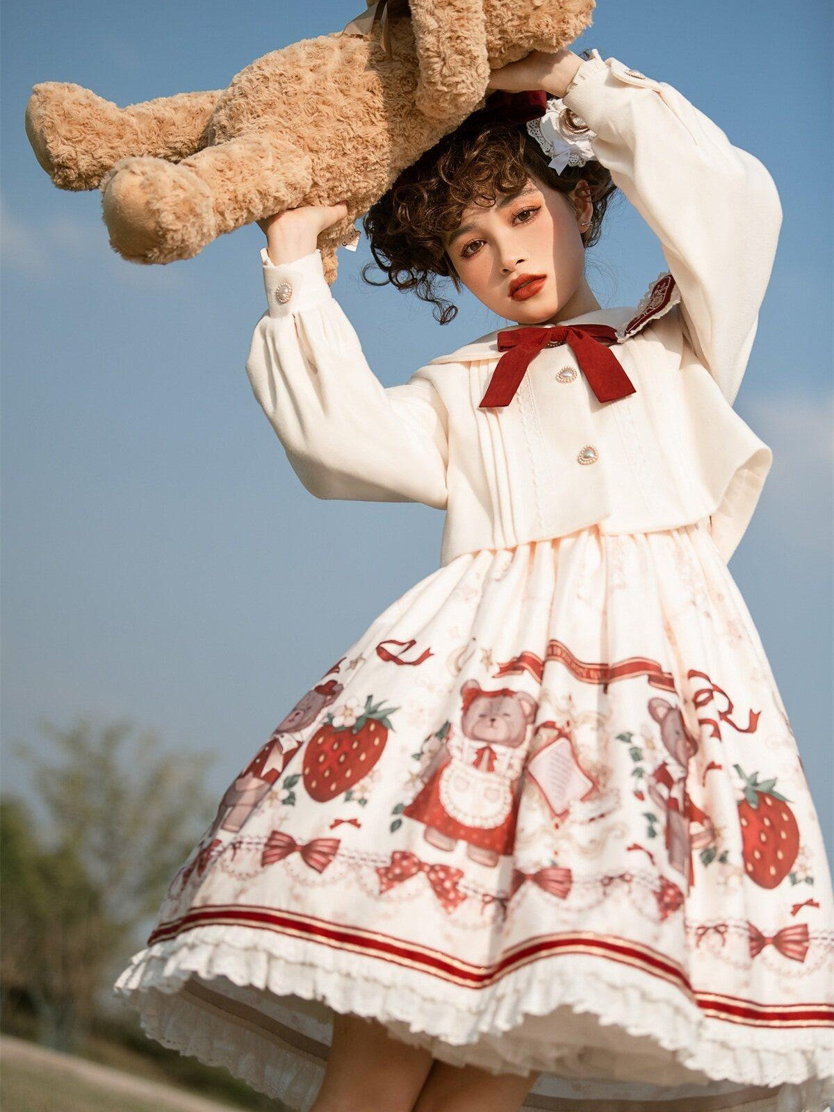 Sweet Promise Princess Lolita Zippered A Line Round Neck Long Sleeve Women's Polyester Capelets