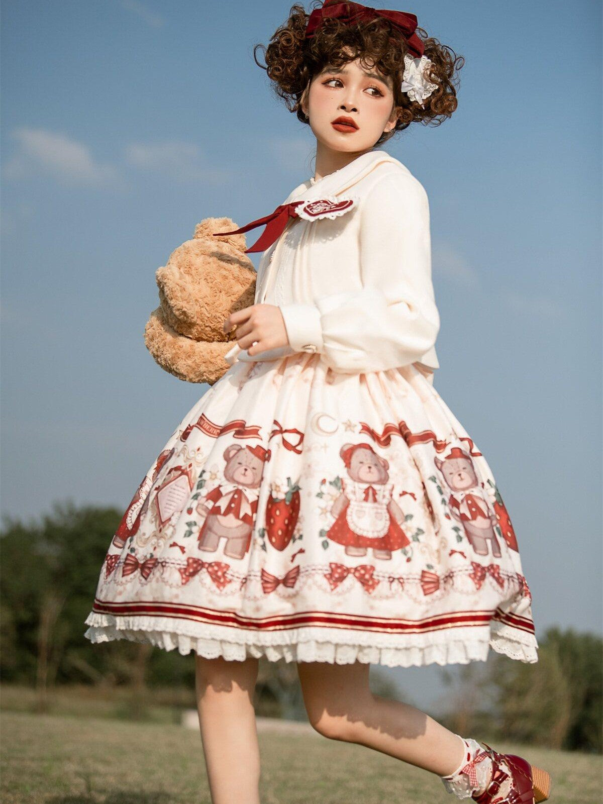 Sweet Promise Princess Lolita Zippered A Line Round Neck Long Sleeve Women's Polyester Capelets