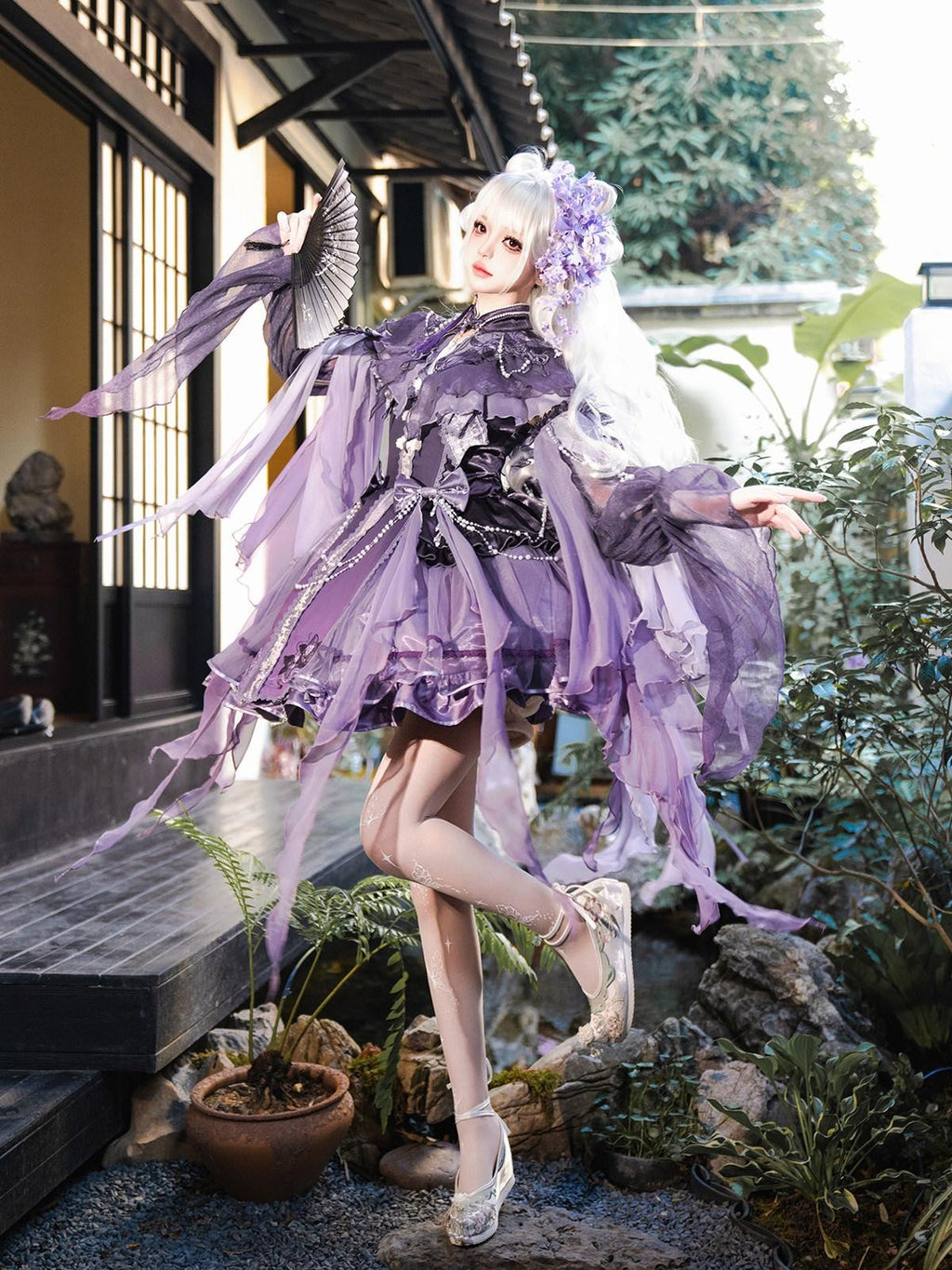 Sweet Promise Purple Chinese Lolita Princess 3 Piece Strap Dress Stand Collar Women's Jsk Sets