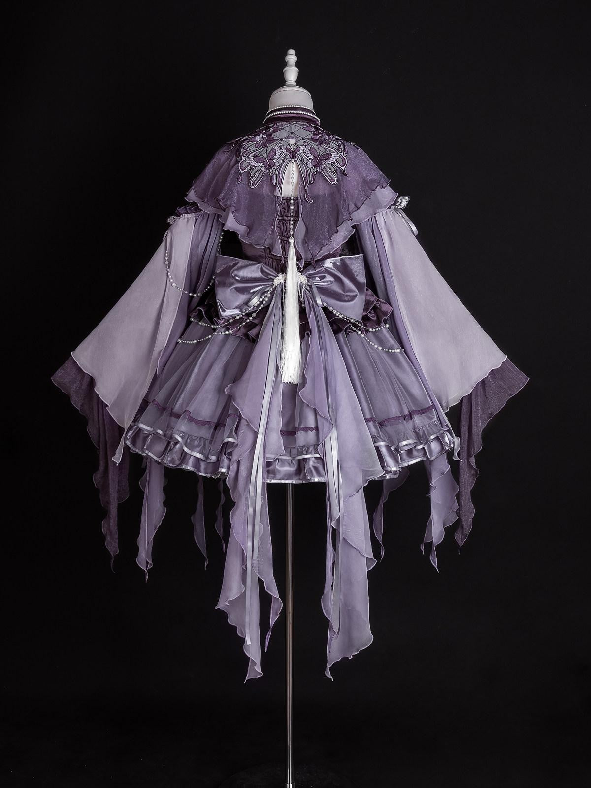 Sweet Promise Purple Chinese Lolita Princess 3 Piece Strap Dress Stand Collar Women's Jsk Sets