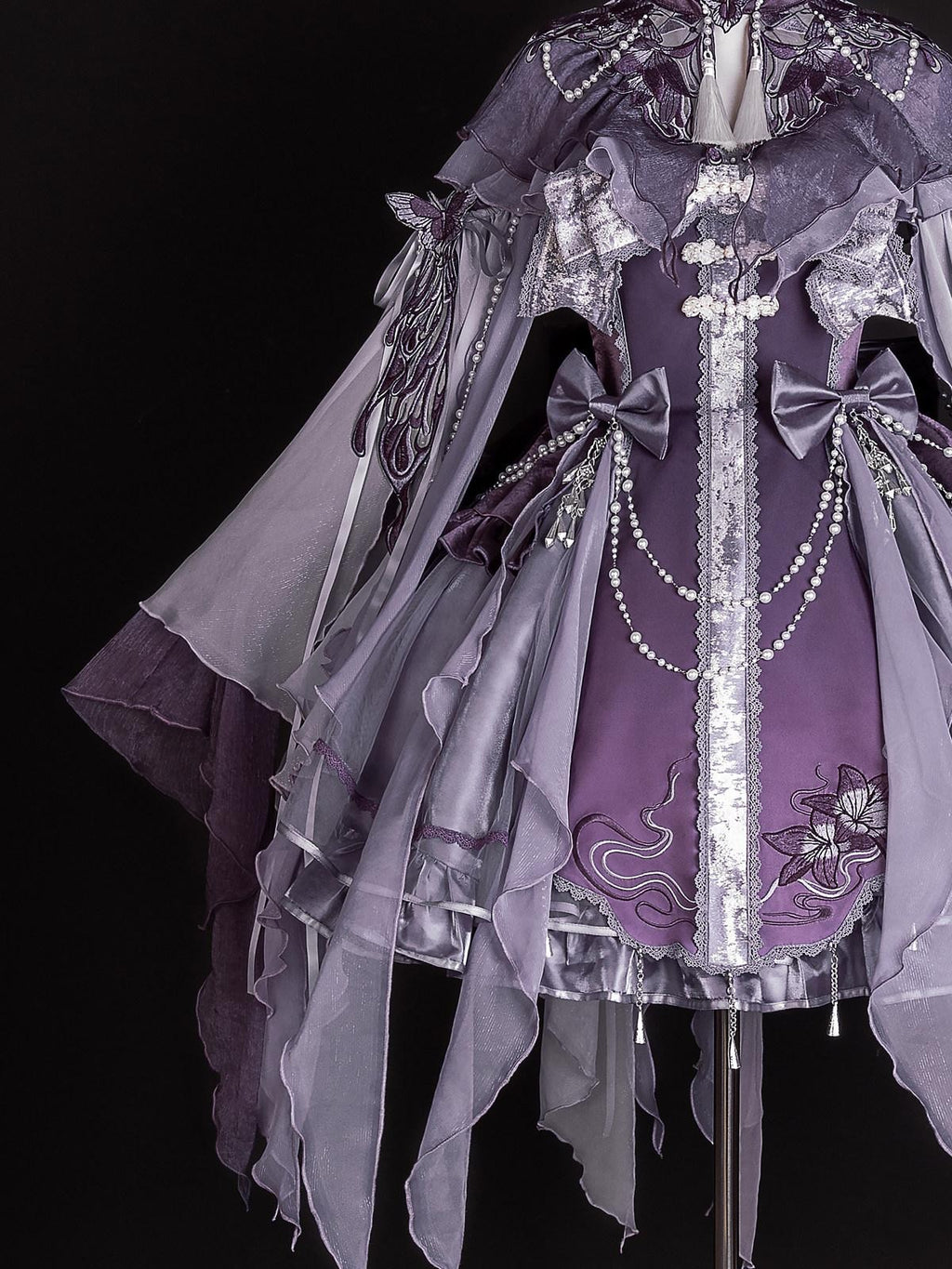 Sweet Promise Purple Chinese Lolita Princess 3 Piece Strap Dress Stand Collar Women's Jsk Sets