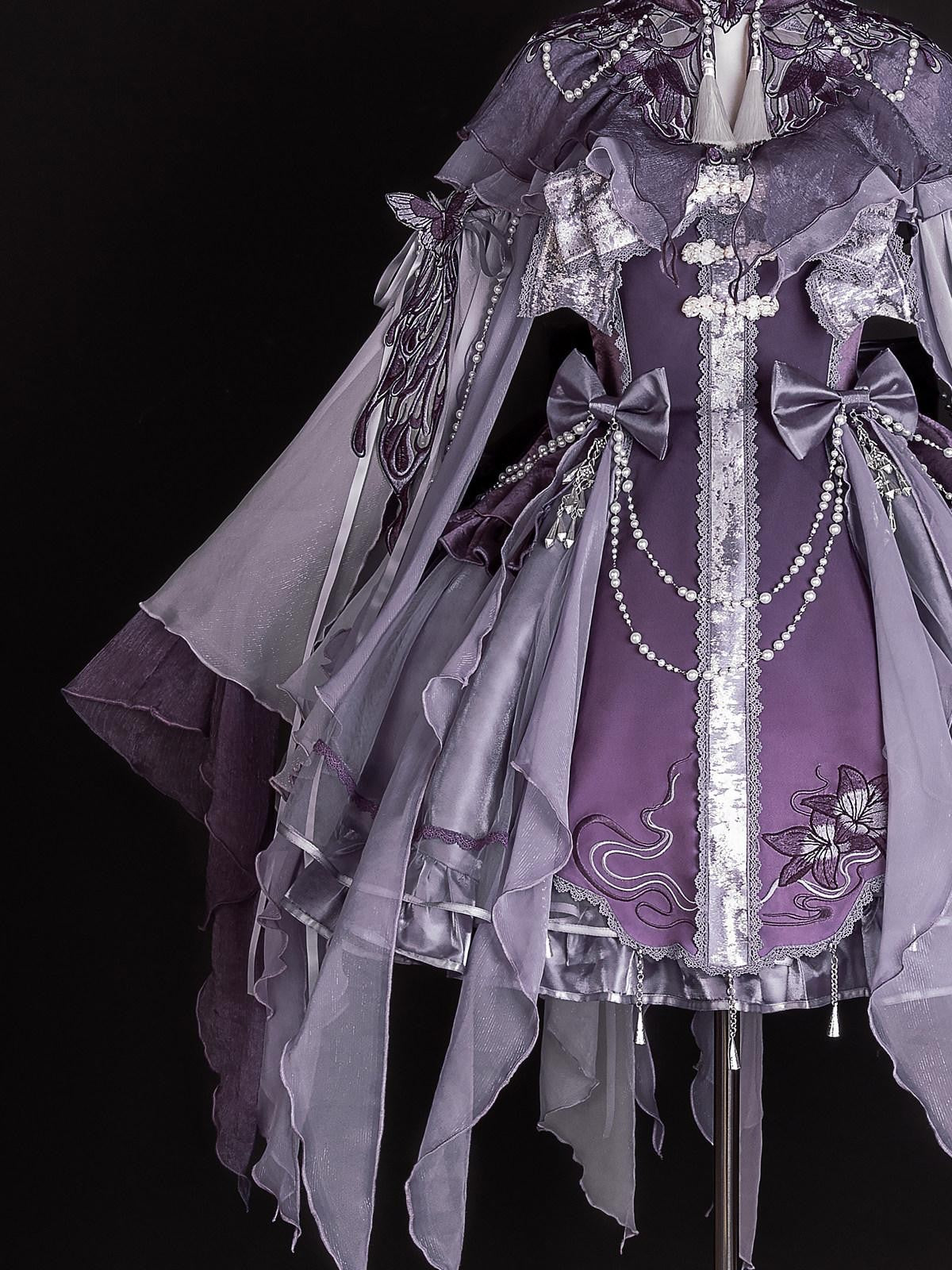 Sweet Promise Purple Chinese Lolita Princess 3 Piece Strap Dress Stand Collar Women's Jsk Sets