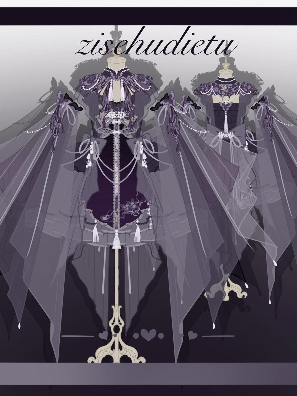 Sweet Promise Purple Chinese Lolita Princess 3 Piece Strap Dress Stand Collar Women's Jsk Sets