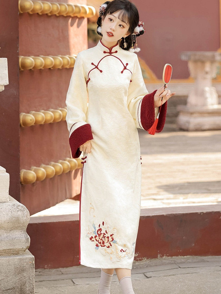 Sweet_Promise_Red_Han_Qipao_Frog_Button_Mandarin_Collar_Slim_Women's_Polyester_Long_Sleeve_Op_756487740573_MISSTT