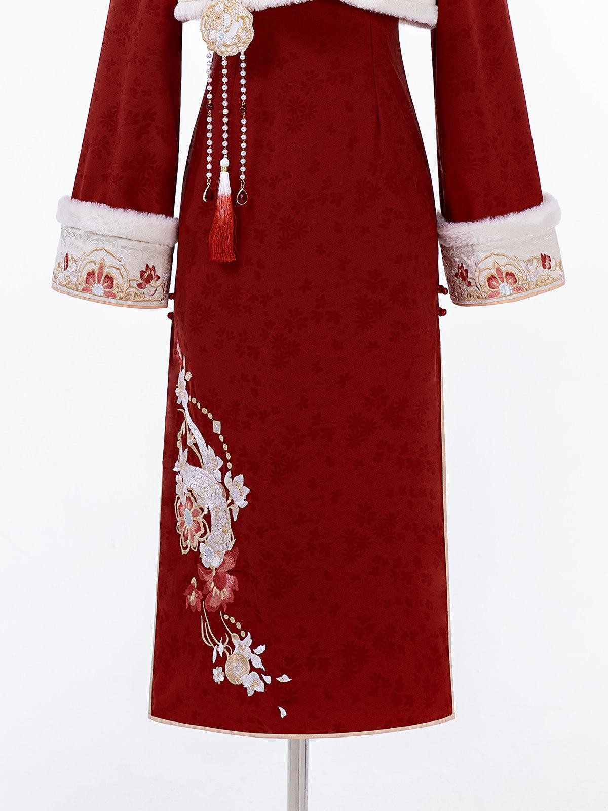 Sweet Promise Red Han Style Modified Qipao And Vest Women's Polyester Full Coordination Sets