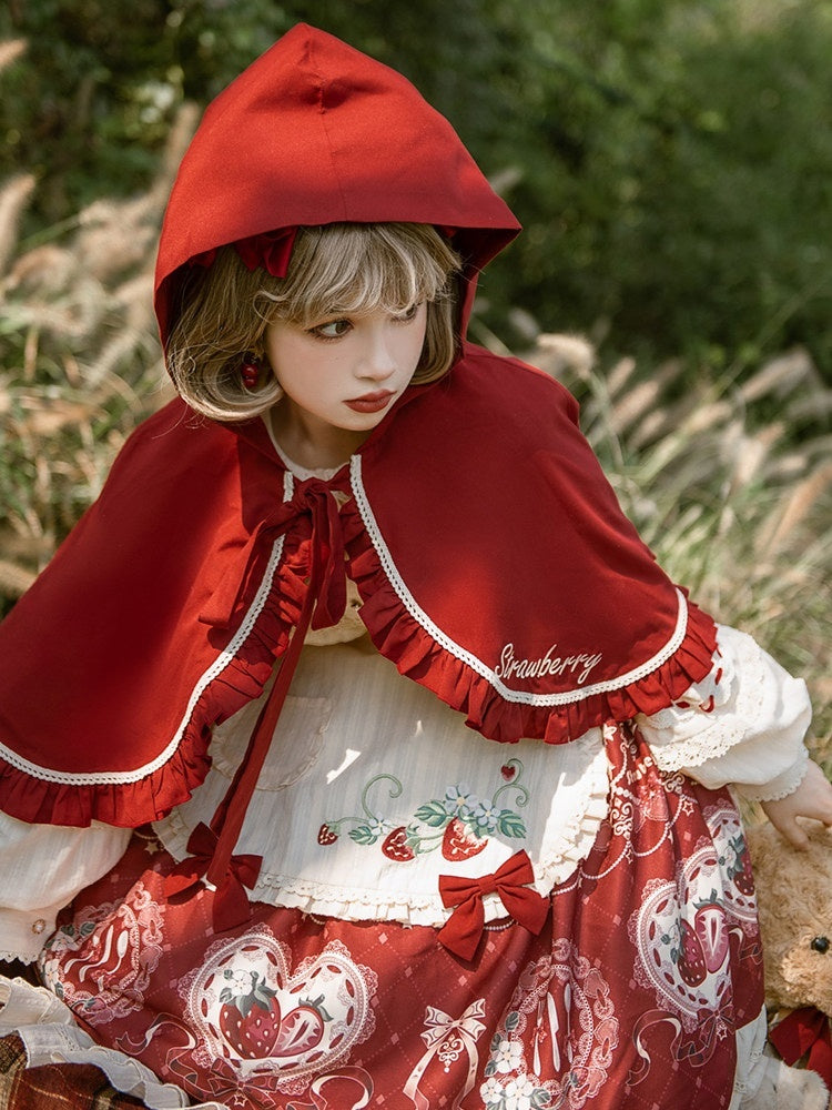 Sweet_Promise_Red_Hood_Cape_Print_High_Waist_A_Line_Women's_Polyester_Long_Sleeve_Op_658796508888_MISSTT