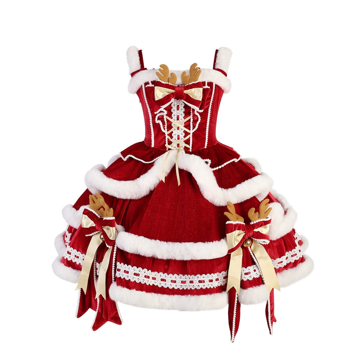Sweet_Promise_Red_Hooded_Cape_Lolita_Bow_Trim_Round_Neck_Women's_Jsk_/_Jumper_Skirts_842236174482_MISSTT