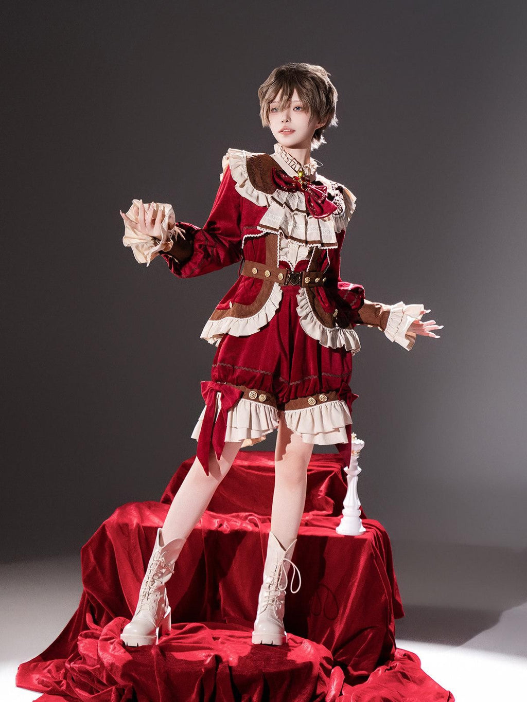 Sweet Promise Red Lolita Prince Style Women's Three Piece Full Coordination Sets