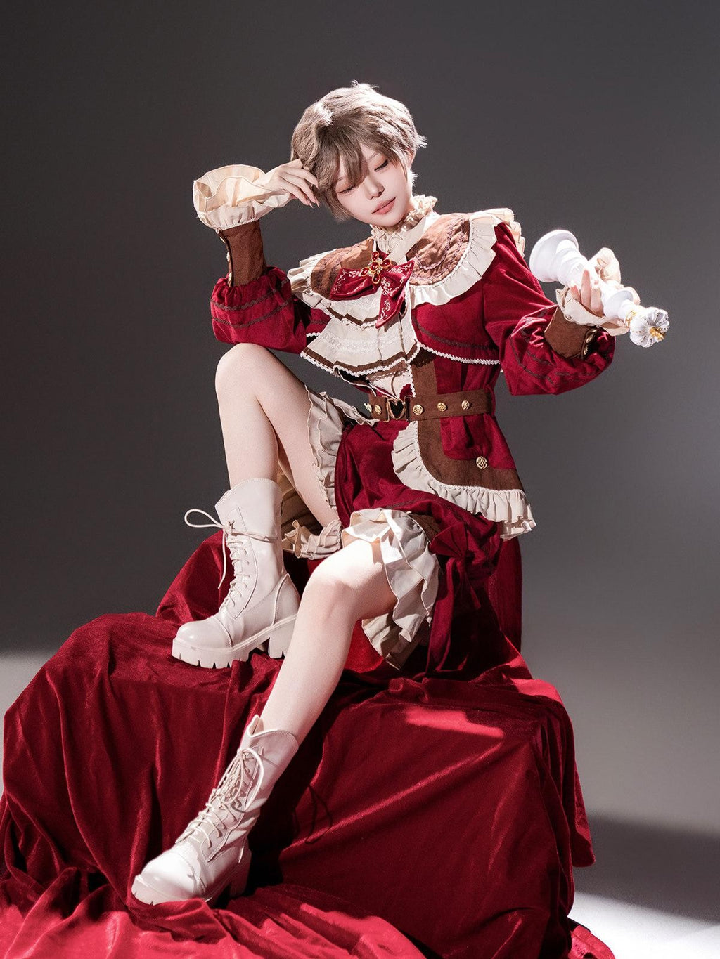 Sweet Promise Red Lolita Prince Style Women's Three Piece Full Coordination Sets