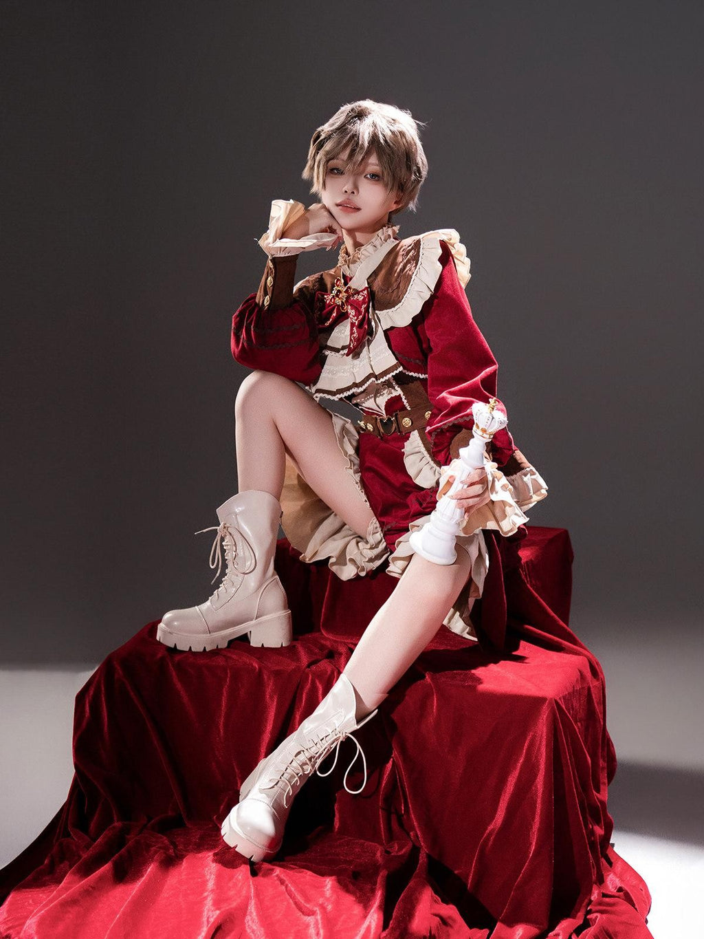 Sweet Promise Red Lolita Prince Style Women's Three Piece Full Coordination Sets
