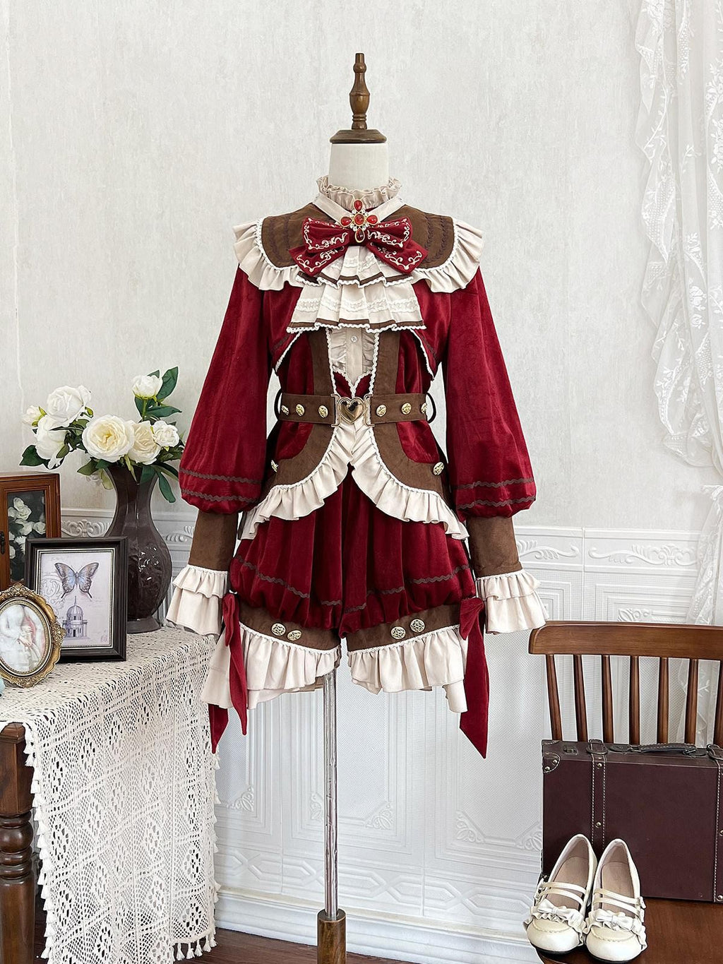 Sweet Promise Red Lolita Prince Style Women's Three Piece Full Coordination Sets